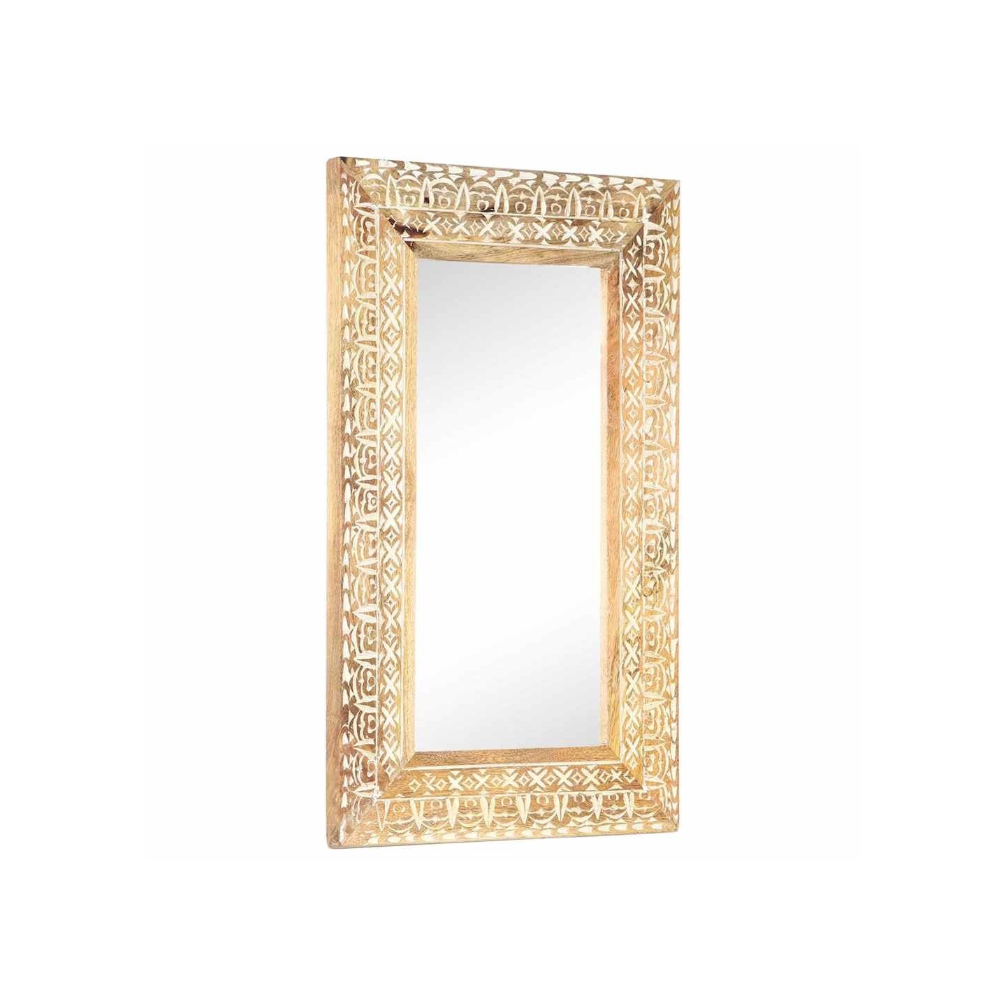 Miroir sculpté à la main 80x50x2,6 cm Bois de manguier solide