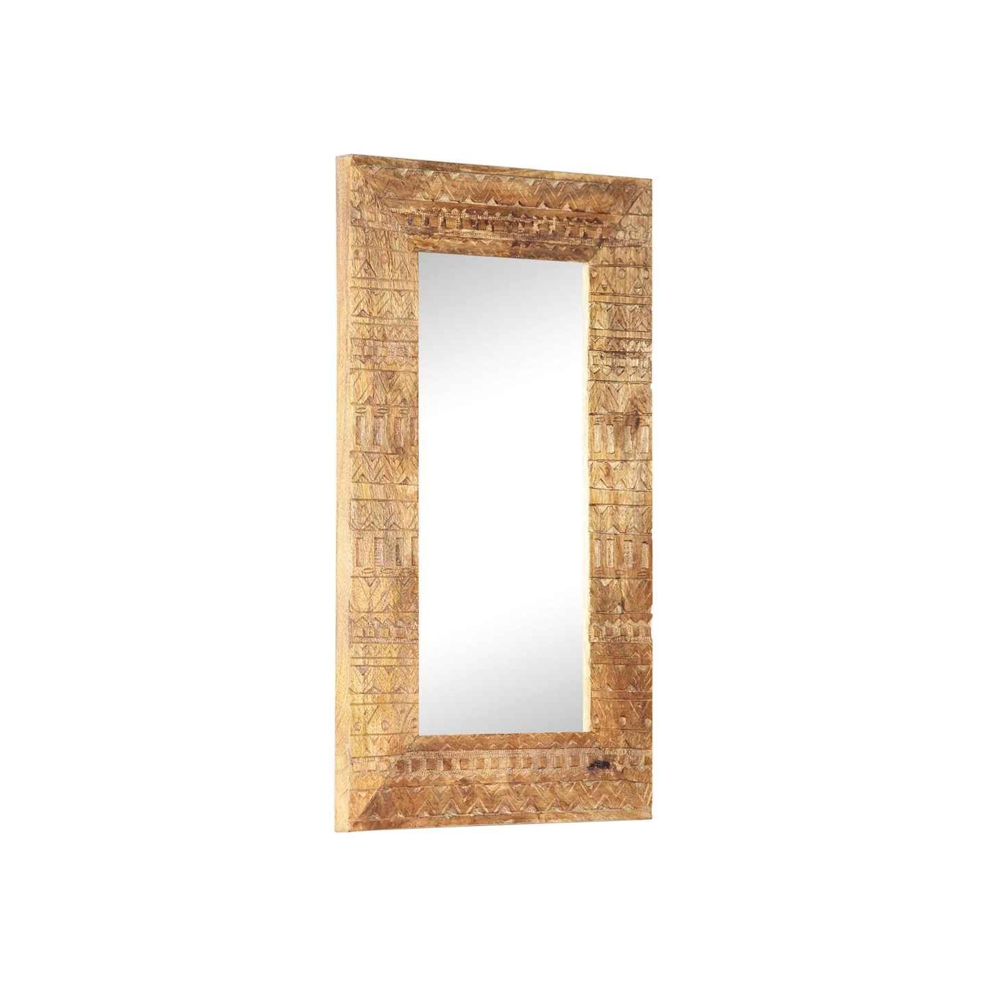 Miroir sculpté à la main 80x50x2,5 cm bois de manguier solide