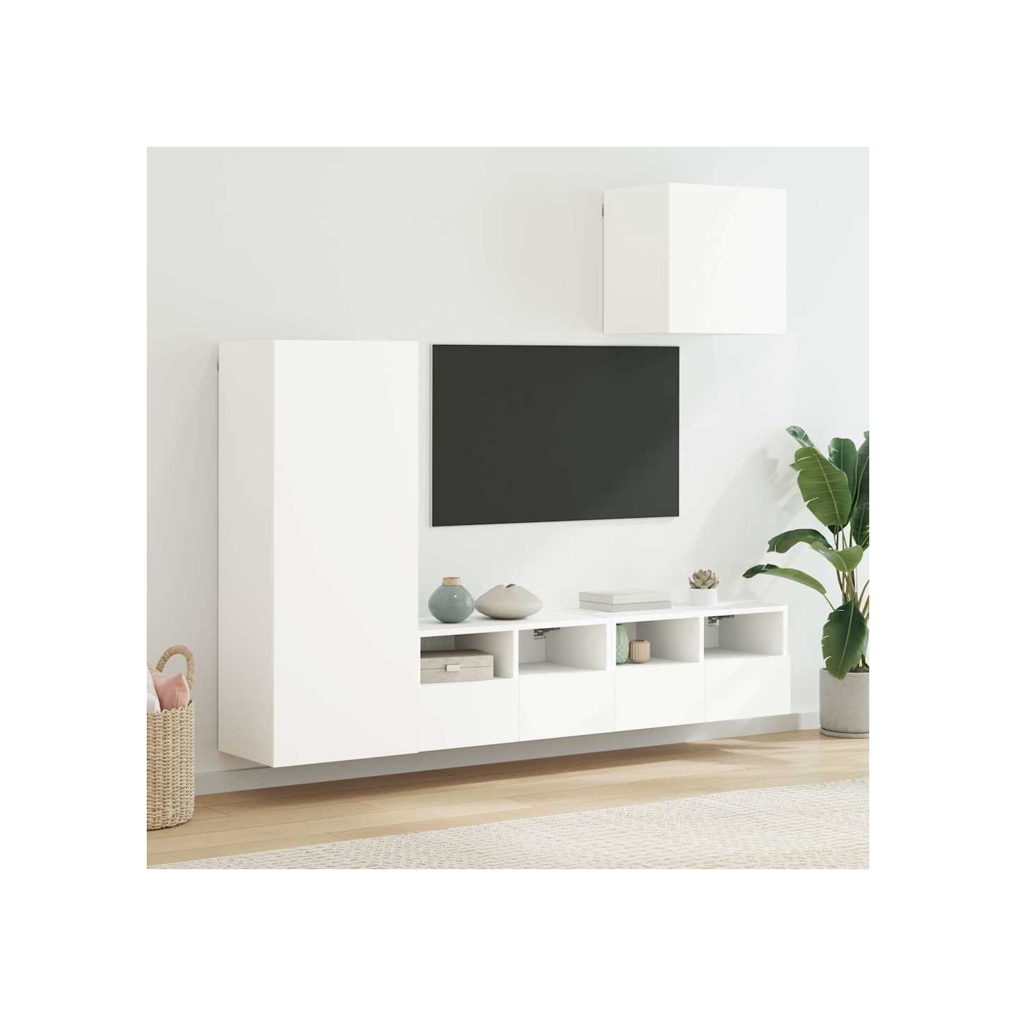 Unités murales TV 4 pcs blanc bois d'ingénierie