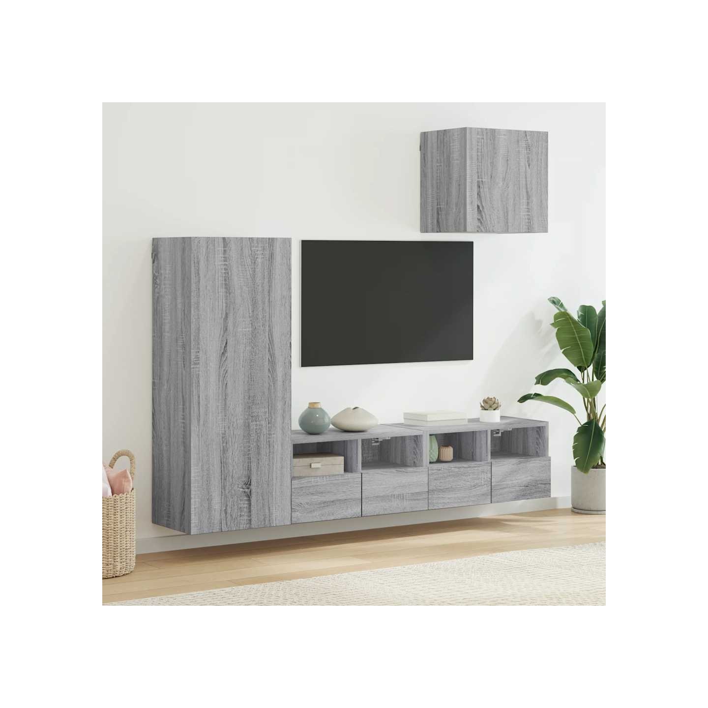 Unités murales TV 4 pcs sonoma gris bois d'ingénierie