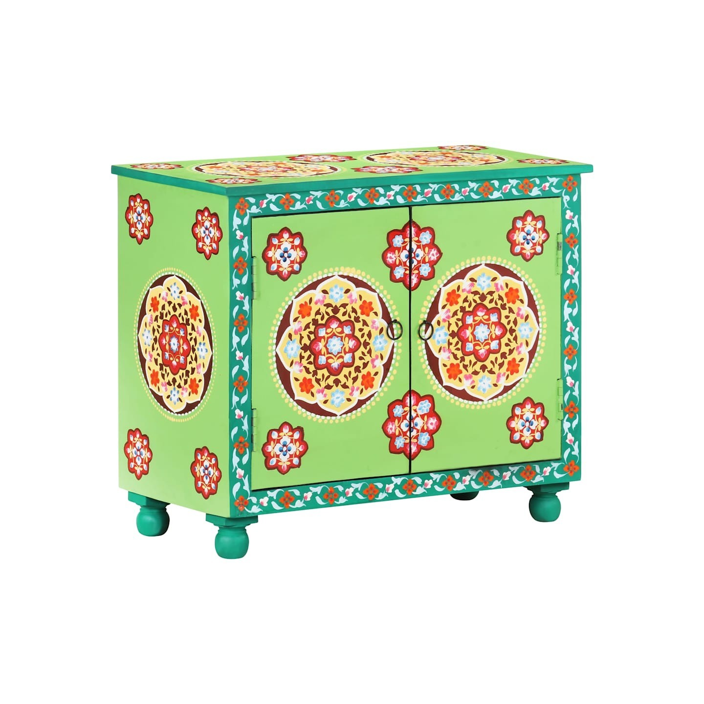 Buffet peint à la main Multicolore 70x35x60 cm Bois de manguier