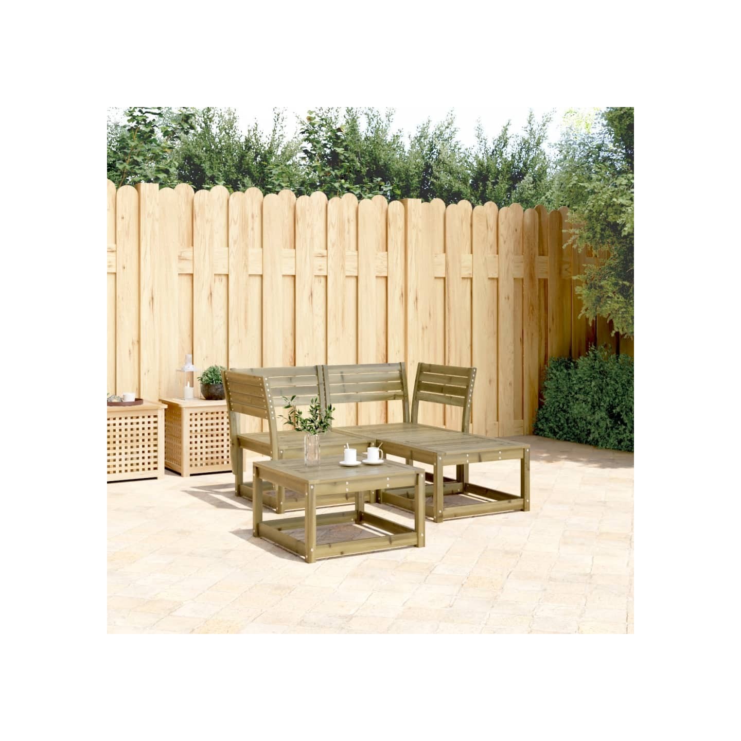 Salon de jardin 3 pcs bois de pin imprégné