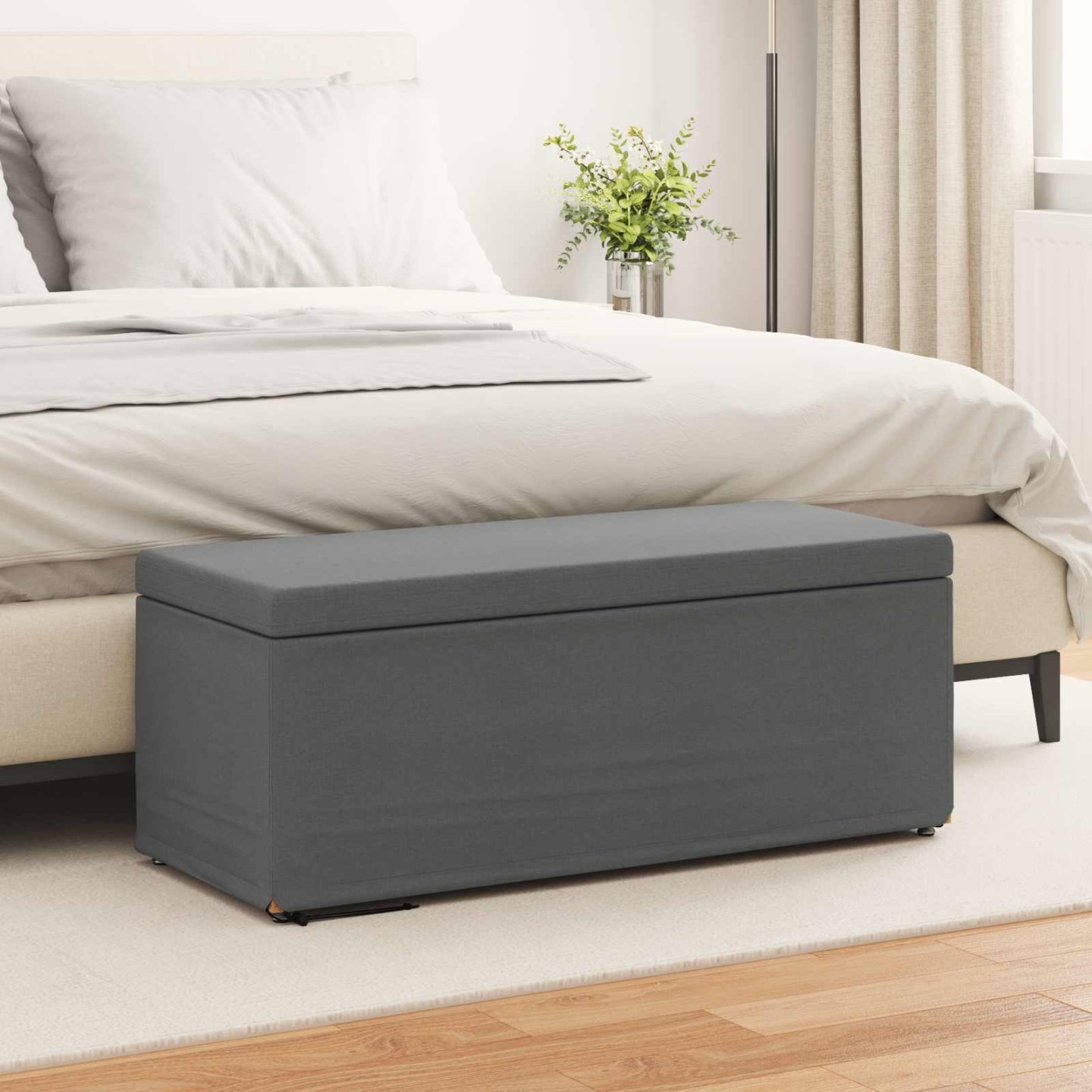Tabouret Gris foncé 101 x 41 x 40 cm Tissu et bois stratifié