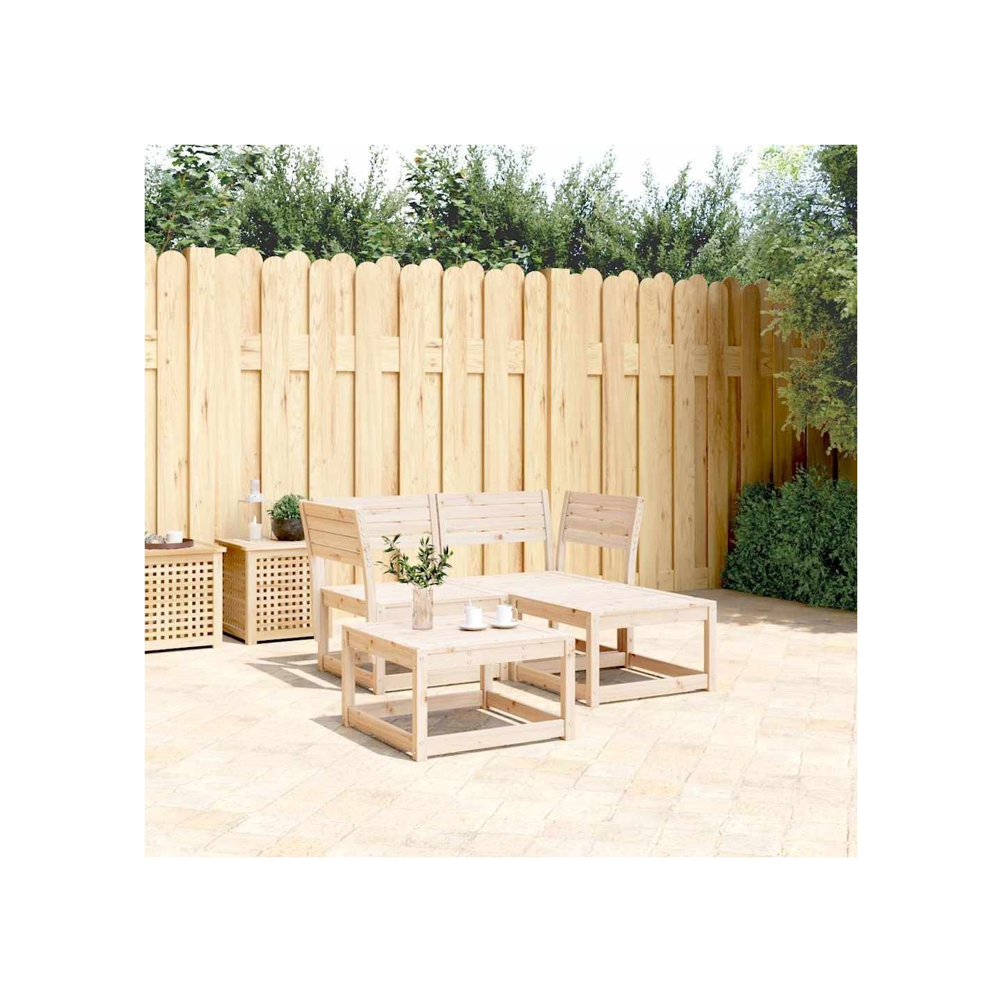 Salon de jardin 3 pcs bois de pin massif