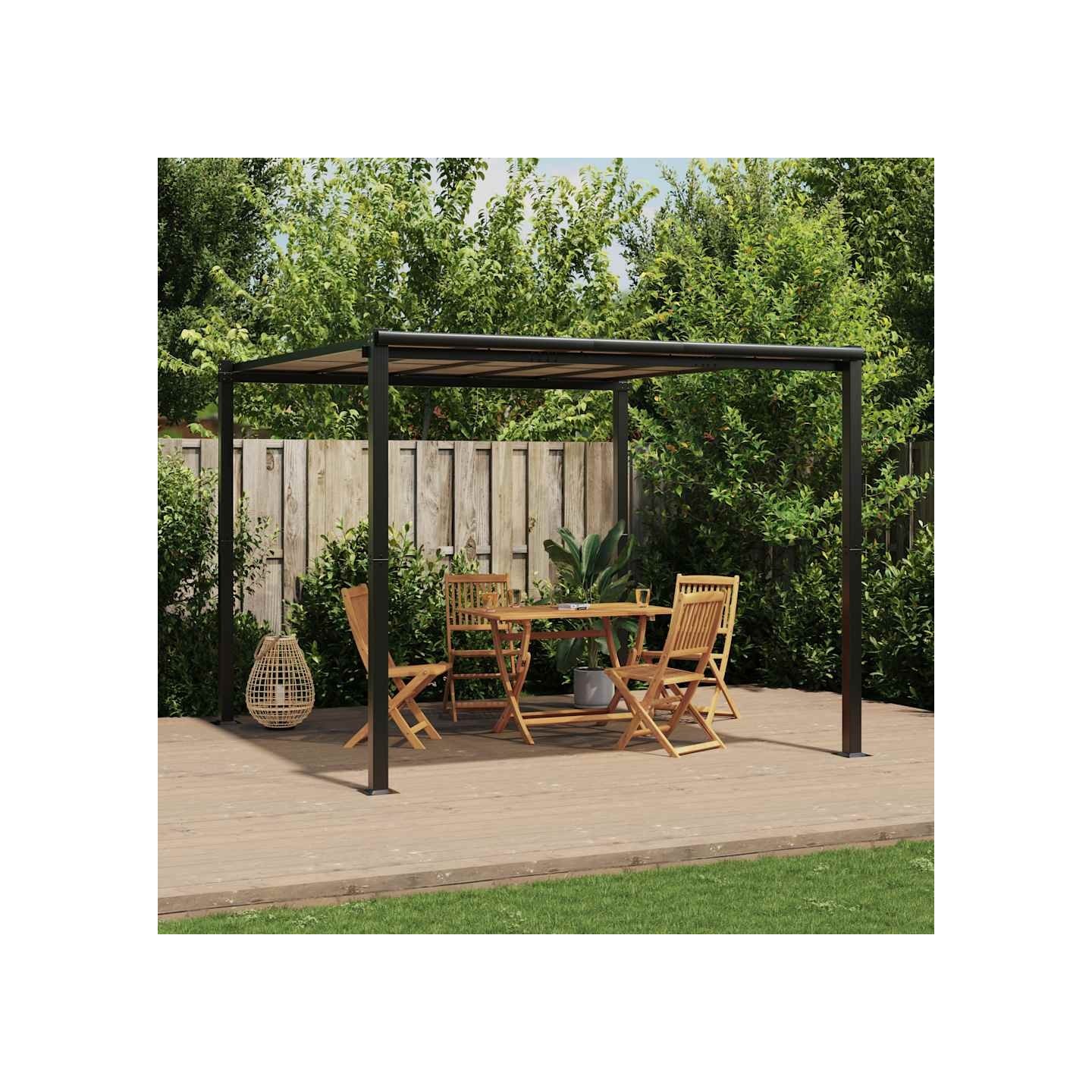 Tonnelle de jardin anthracite 3x3 m aluminium