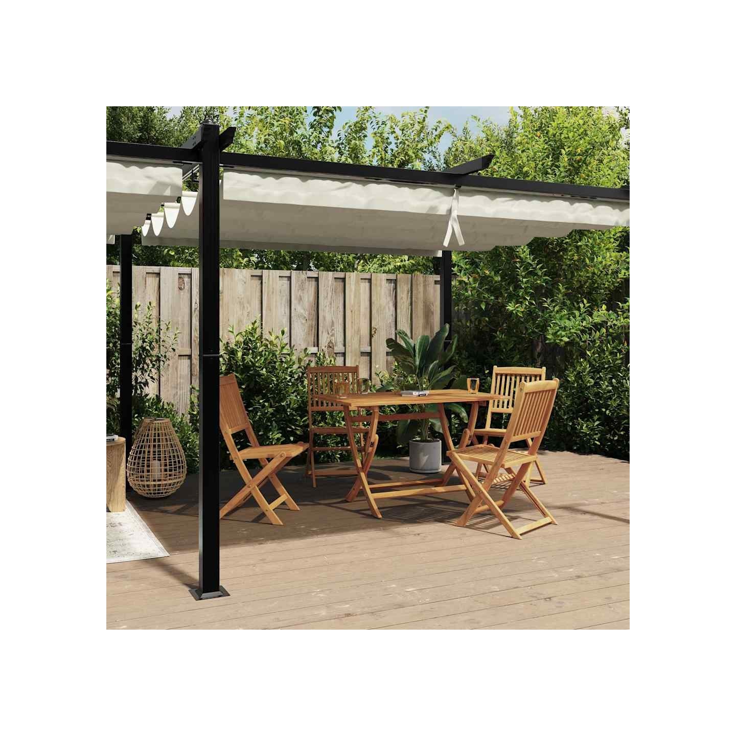 Tonnelle de jardin avec toit rétractable crème 3x6 m aluminium