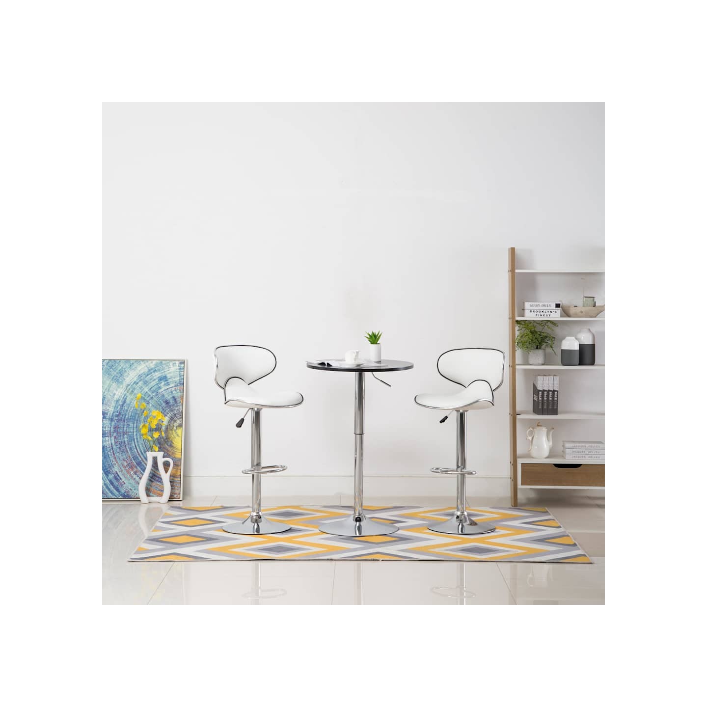 Tabourets de bar 2 pcs blanc similicuir