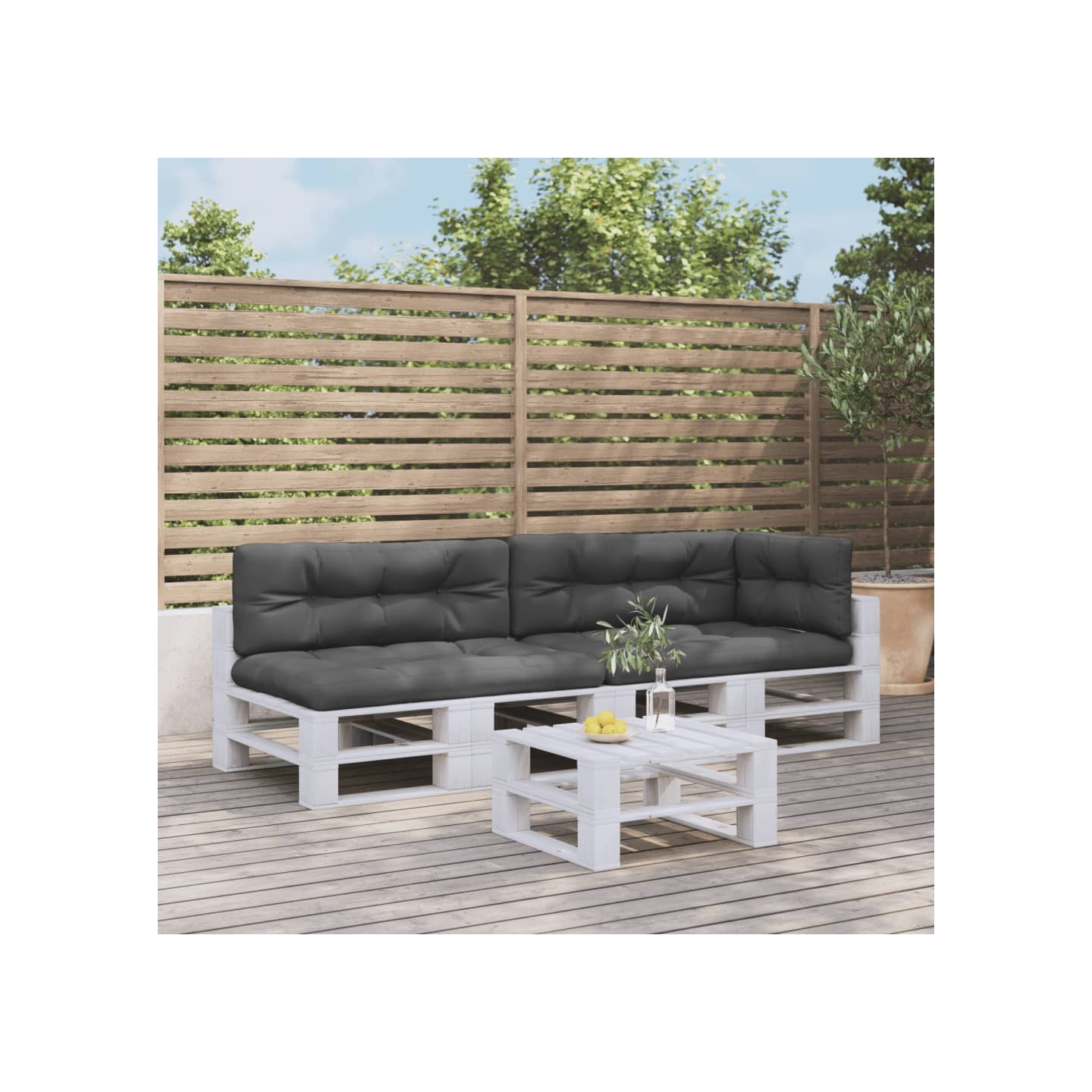 Coussins de palette lot de 5 anthracite tissu