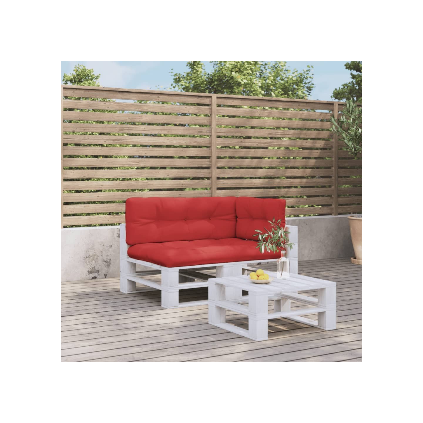 Coussins de palette lot de 3 rouge tissu