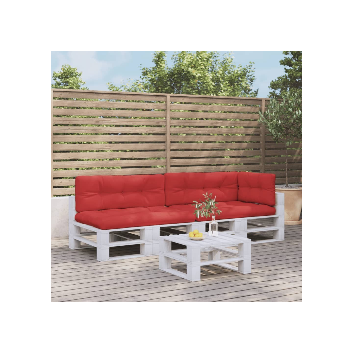Coussins de palette lot de 5 rouge tissu