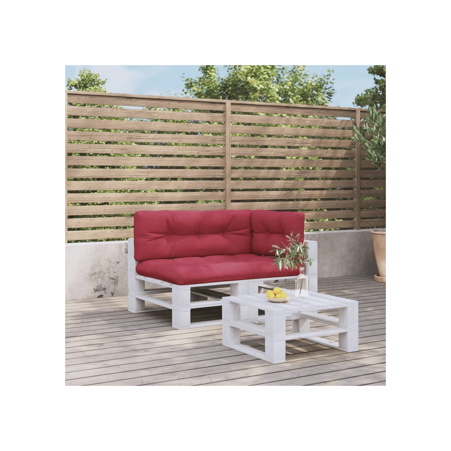 Coussins de palette lot de 3 rouge bordeaux tissu