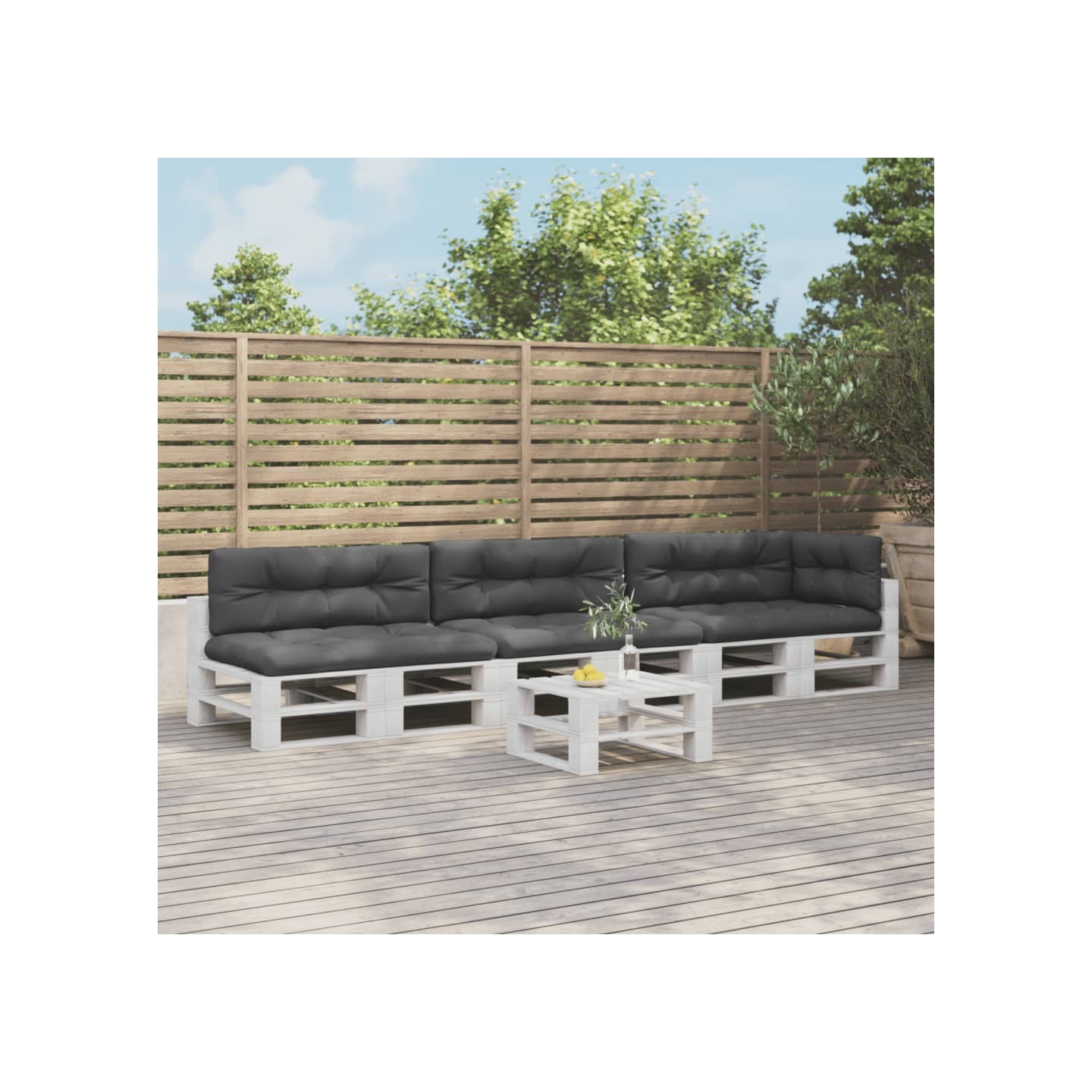 Coussins de palette lot de 7 anthracite tissu