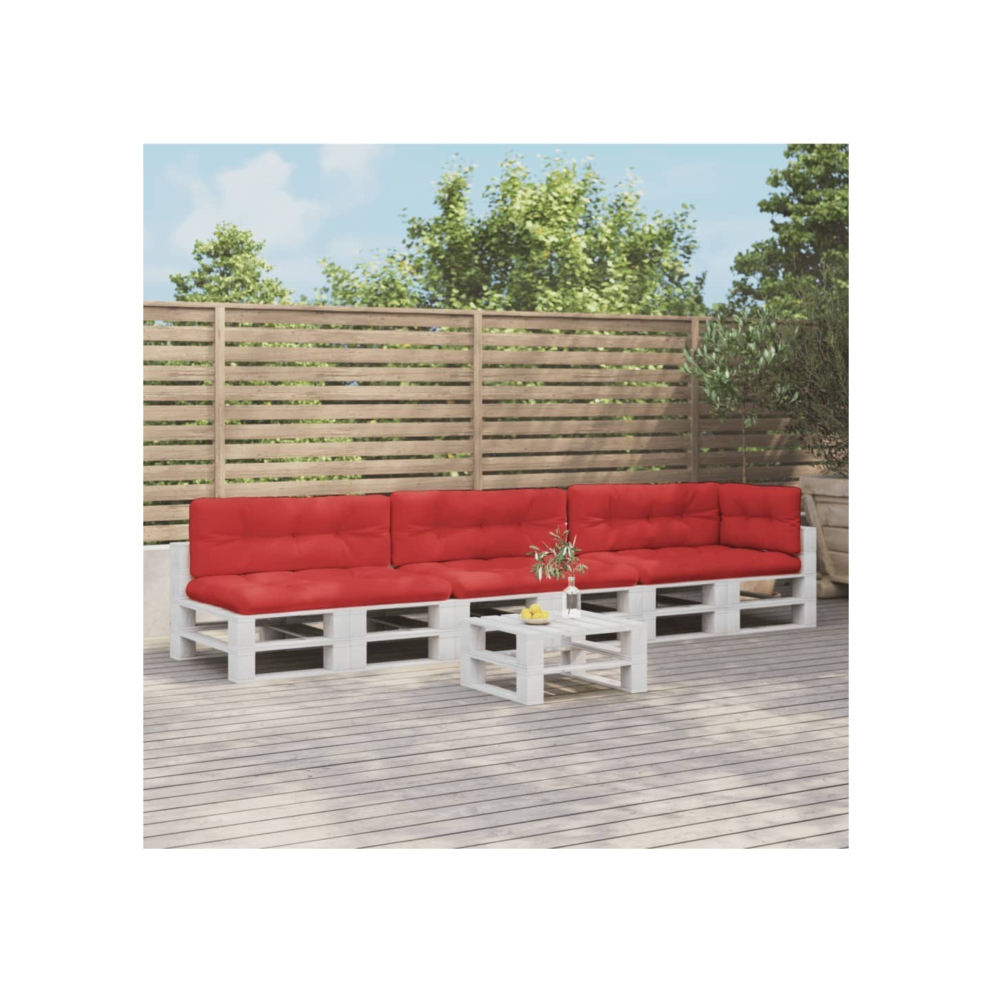 Coussins de palette lot de 7 rouge tissu