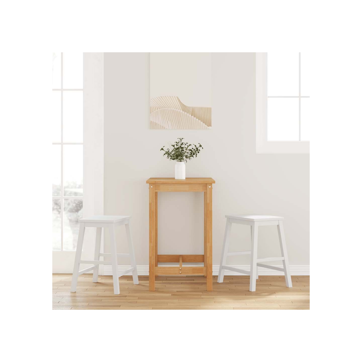 Chaises de bar 2 pcs blanc bois massif d'hévéa