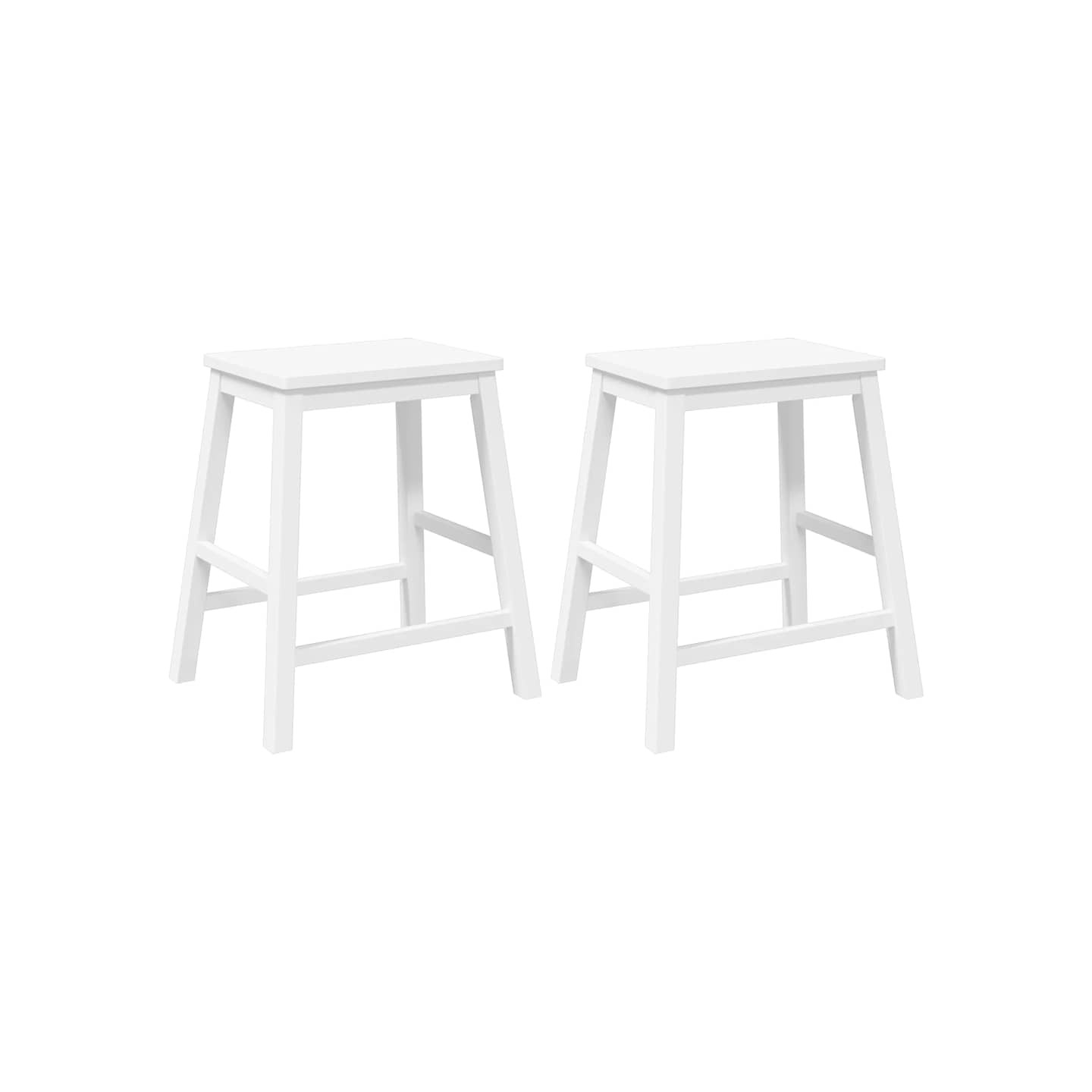 Chaises de bar 2 pcs blanc bois massif d'hévéa