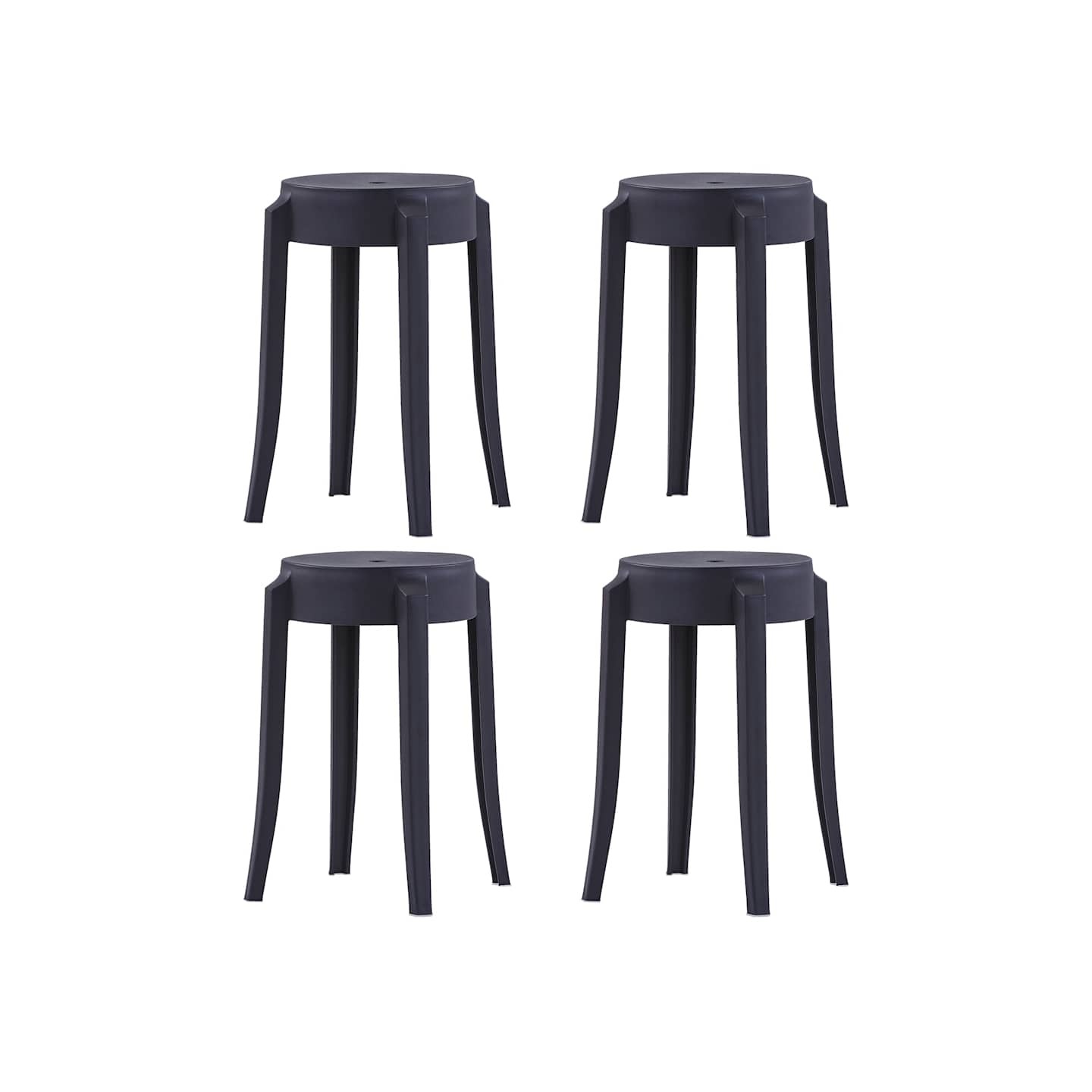 Tabourets empilables lot de 4 noir plastique