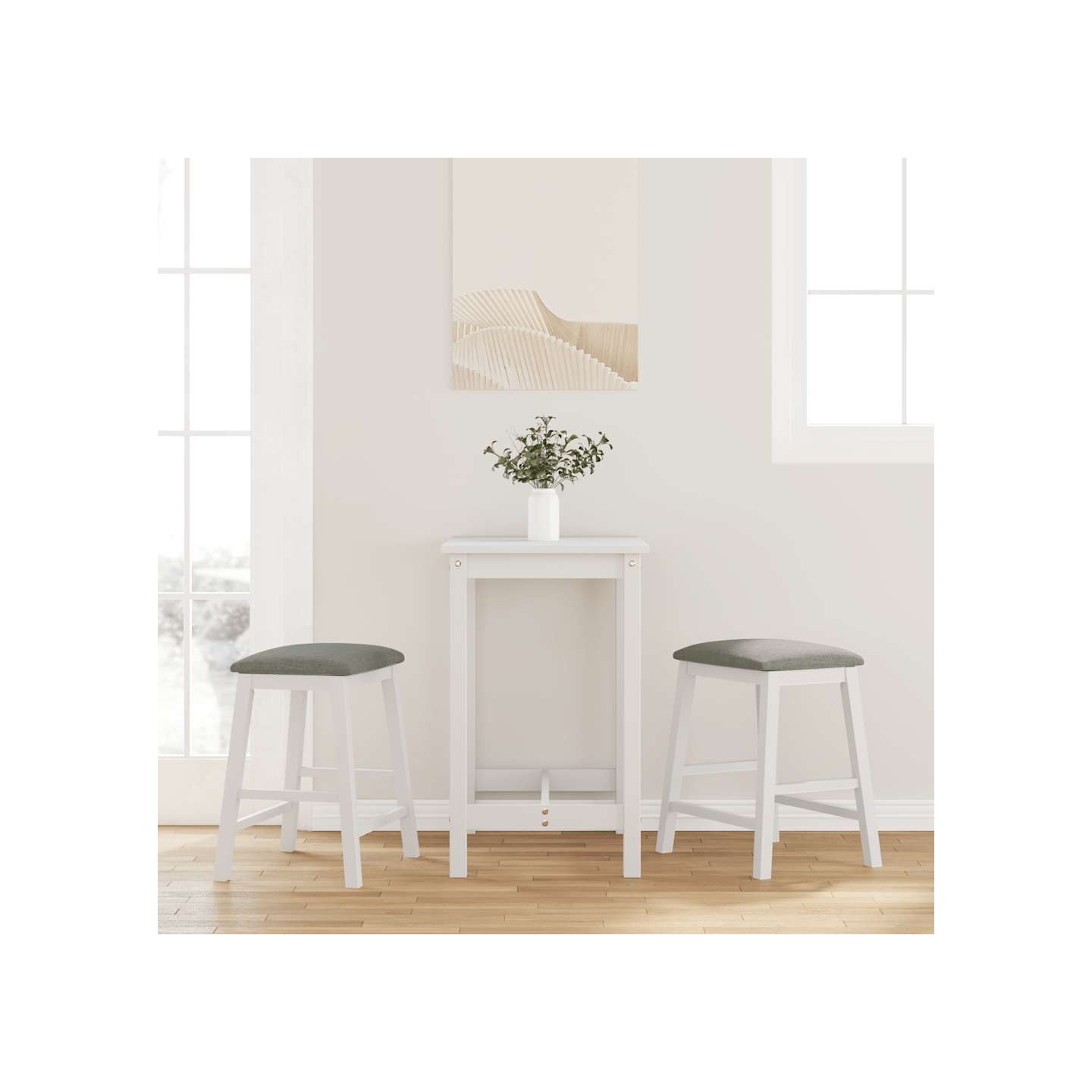 Chaises de bar avec coussins 2 pcs blanc bois massif d'hévéa