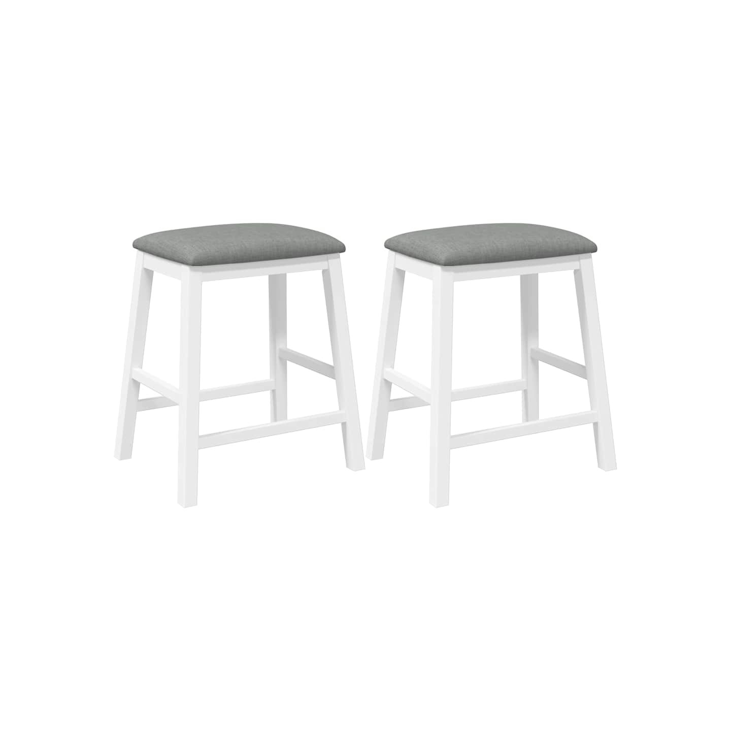 Chaises de bar avec coussins 2 pcs blanc bois massif d'hévéa