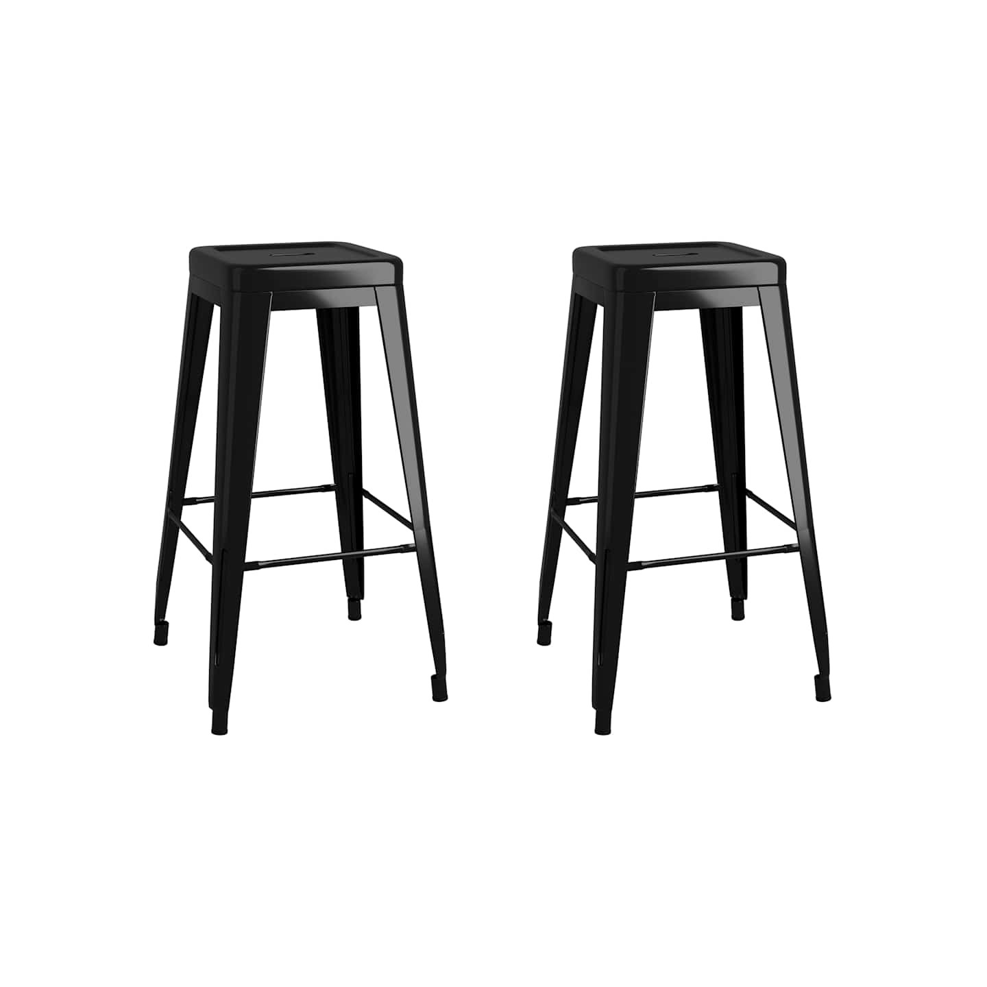 Tabourets de bar empilables lot de 2 noir métal