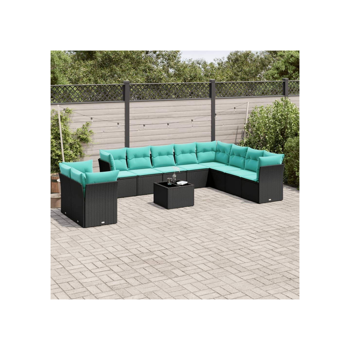 Ensemble de canapé de jardin 11 pcs avec coussins noir