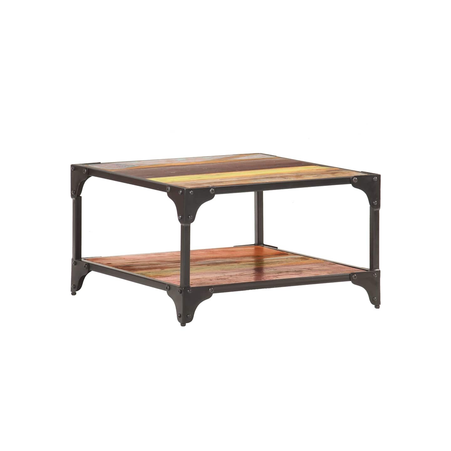 Table basse 60x60x35 cm Bois de récupération massif