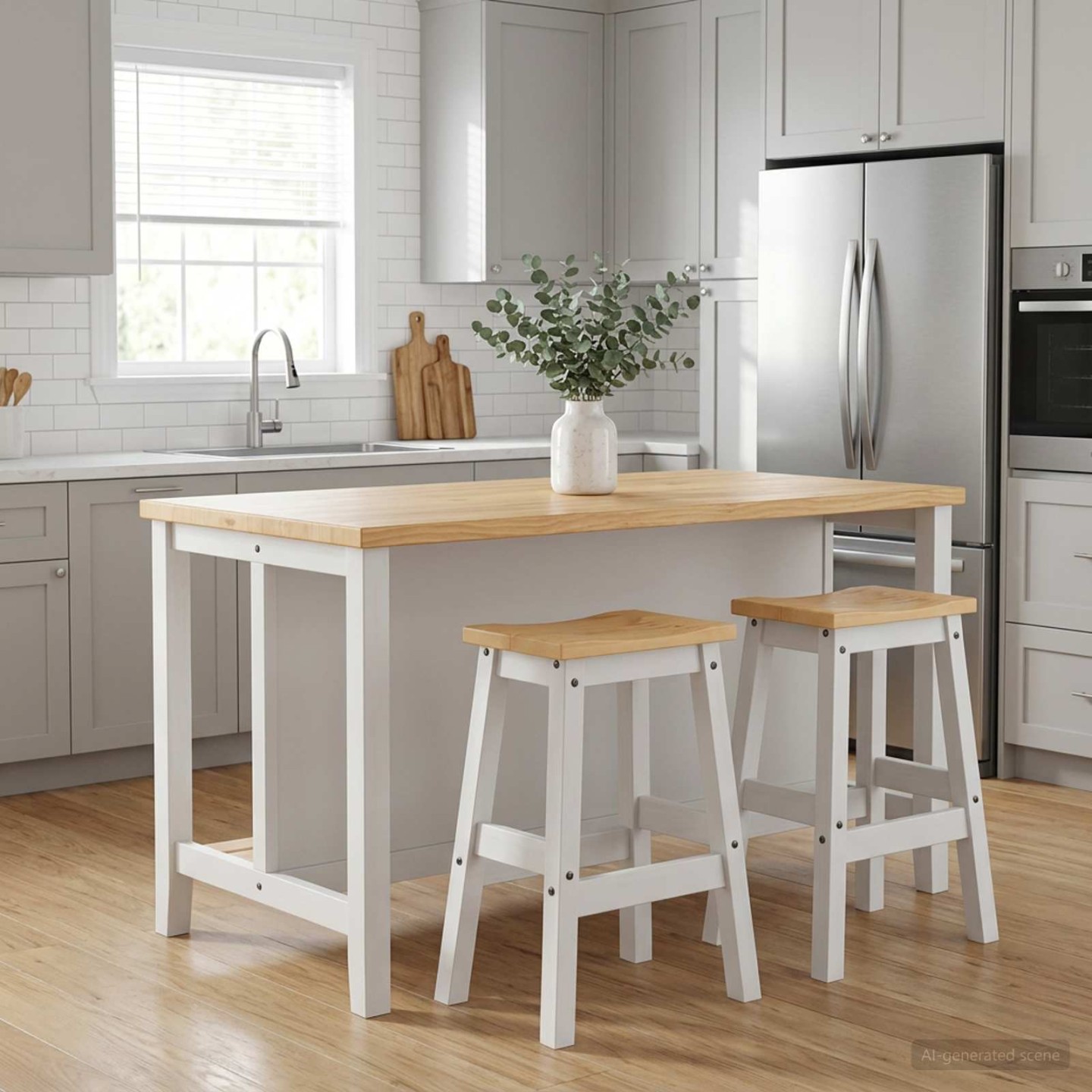 Tabouret de bar 2 pc Blanc et Cire de Miel 44 x 30 x 63 cm