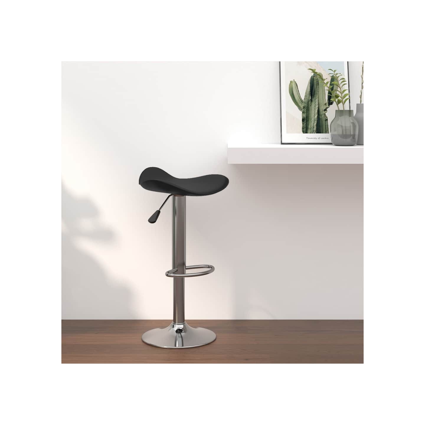 Tabouret de bar Noir Acier chromé et cuir artificiel