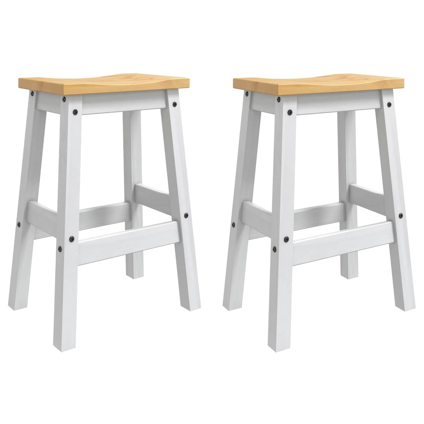 Tabouret de bar 2 pc Blanc et Cire de Miel 44 x 30 x 63 cm