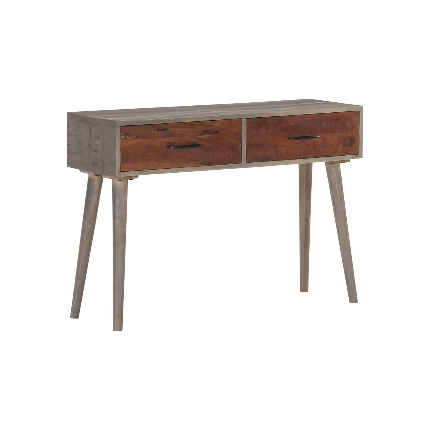 Table console Gris 110x35x75 cm Bois de manguier massif brut