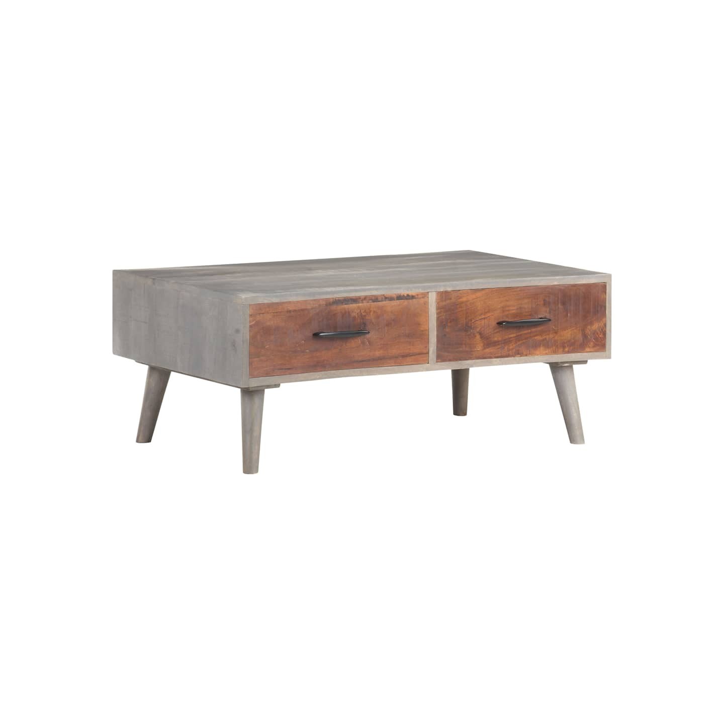 Table basse Gris 100x60x40 cm Bois massif de manguier brut