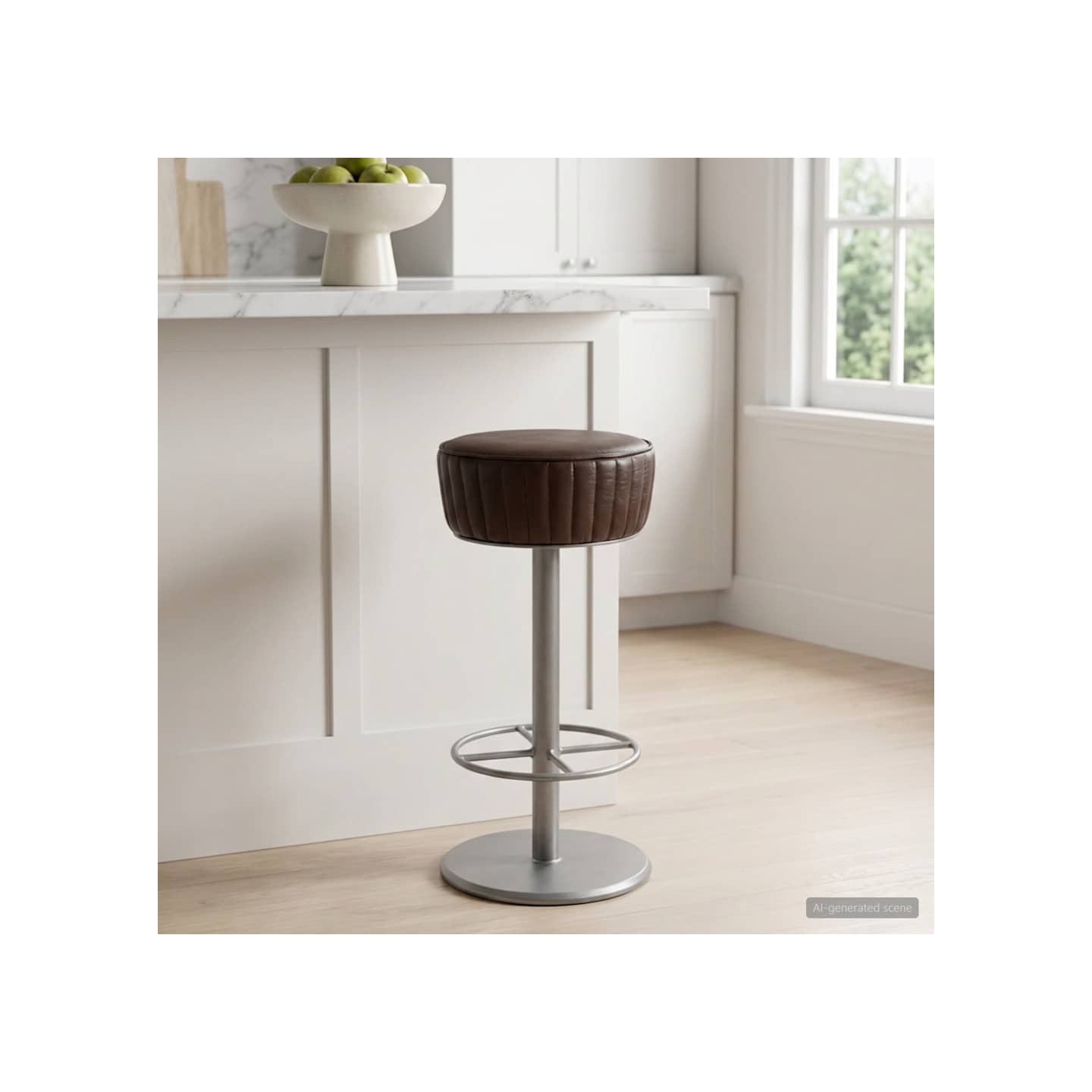 Tabouret de bar Marron Cuir véritable