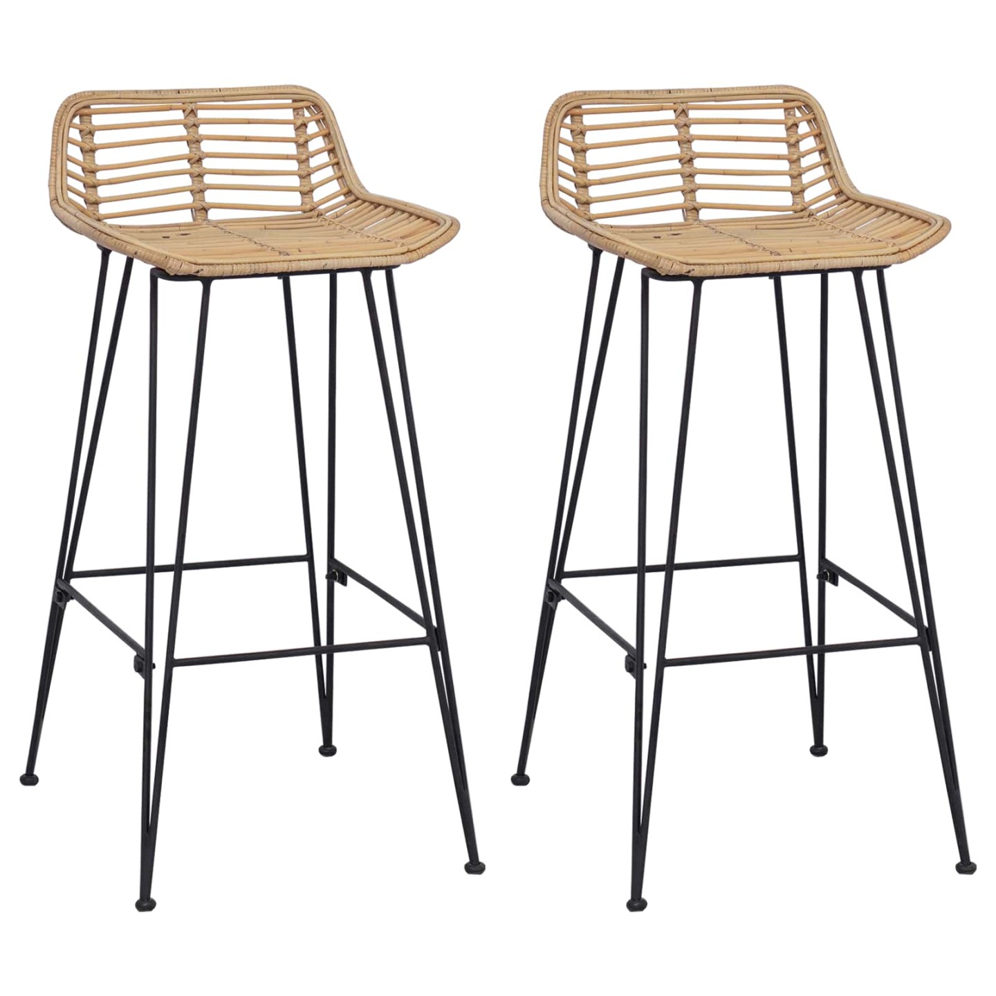 Tabouret de bar 2 pc Naturel 44 x 45 x 76 cm Rattan et Acier