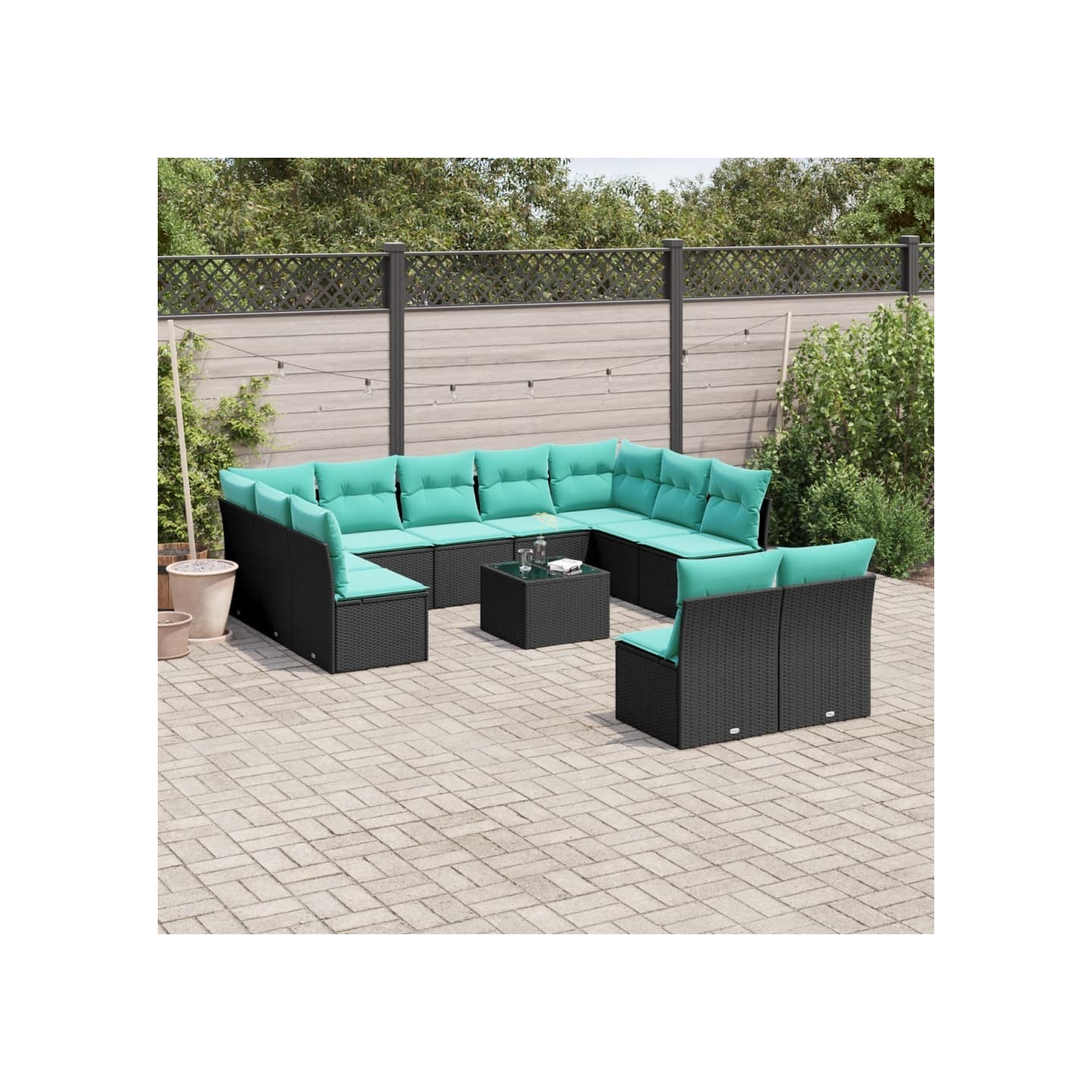 Ensemble de canapé de jardin 12 pcs avec coussins noir