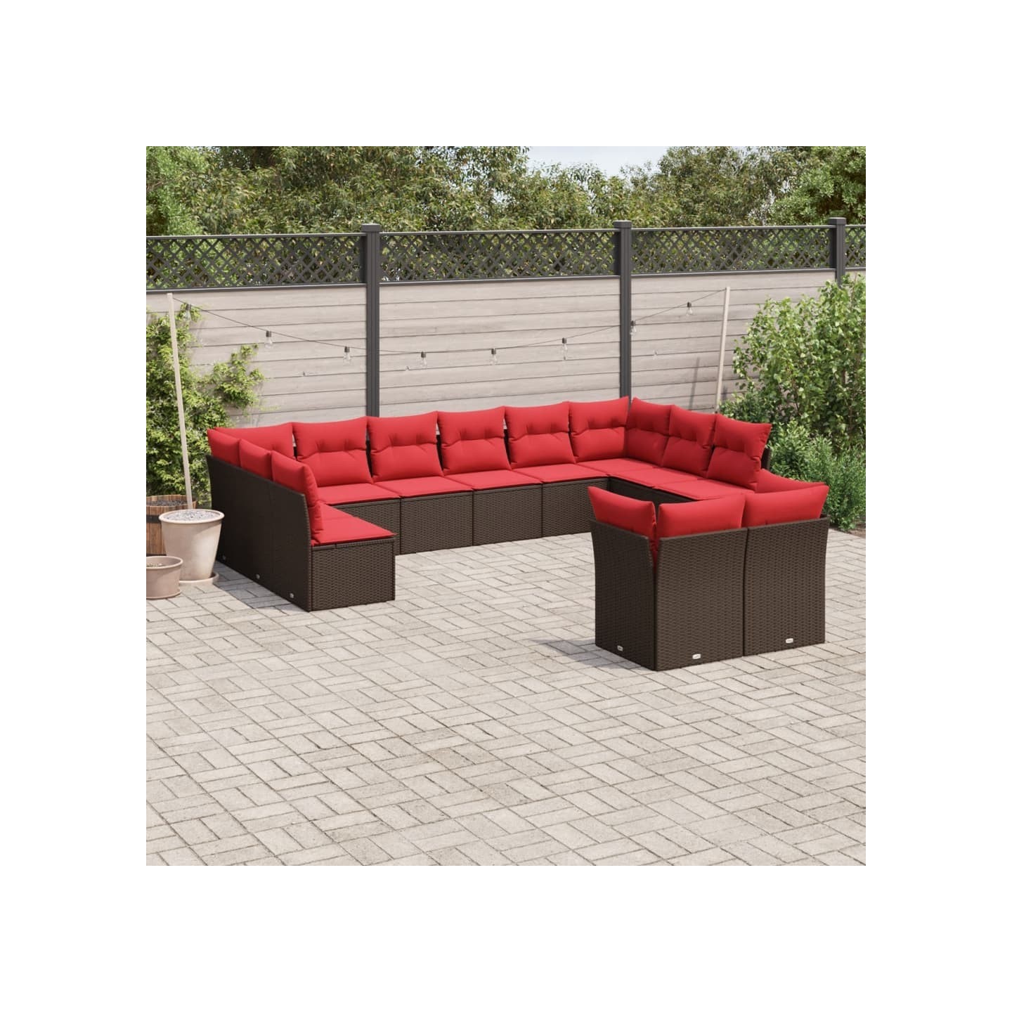 Ensemble de canapé de jardin 12 pcs avec coussins marron