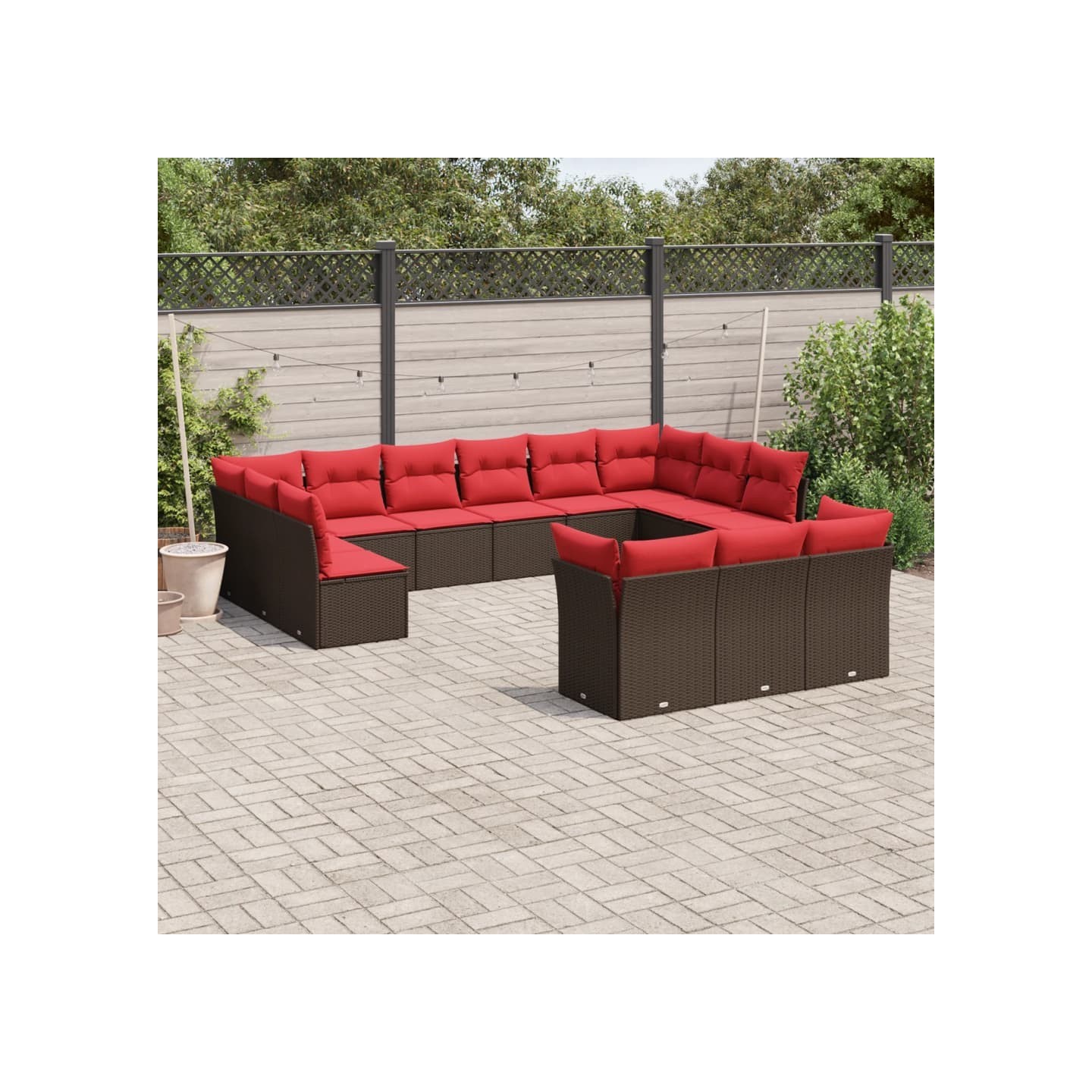 Ensemble de canapé de jardin 13 pcs avec coussins marron