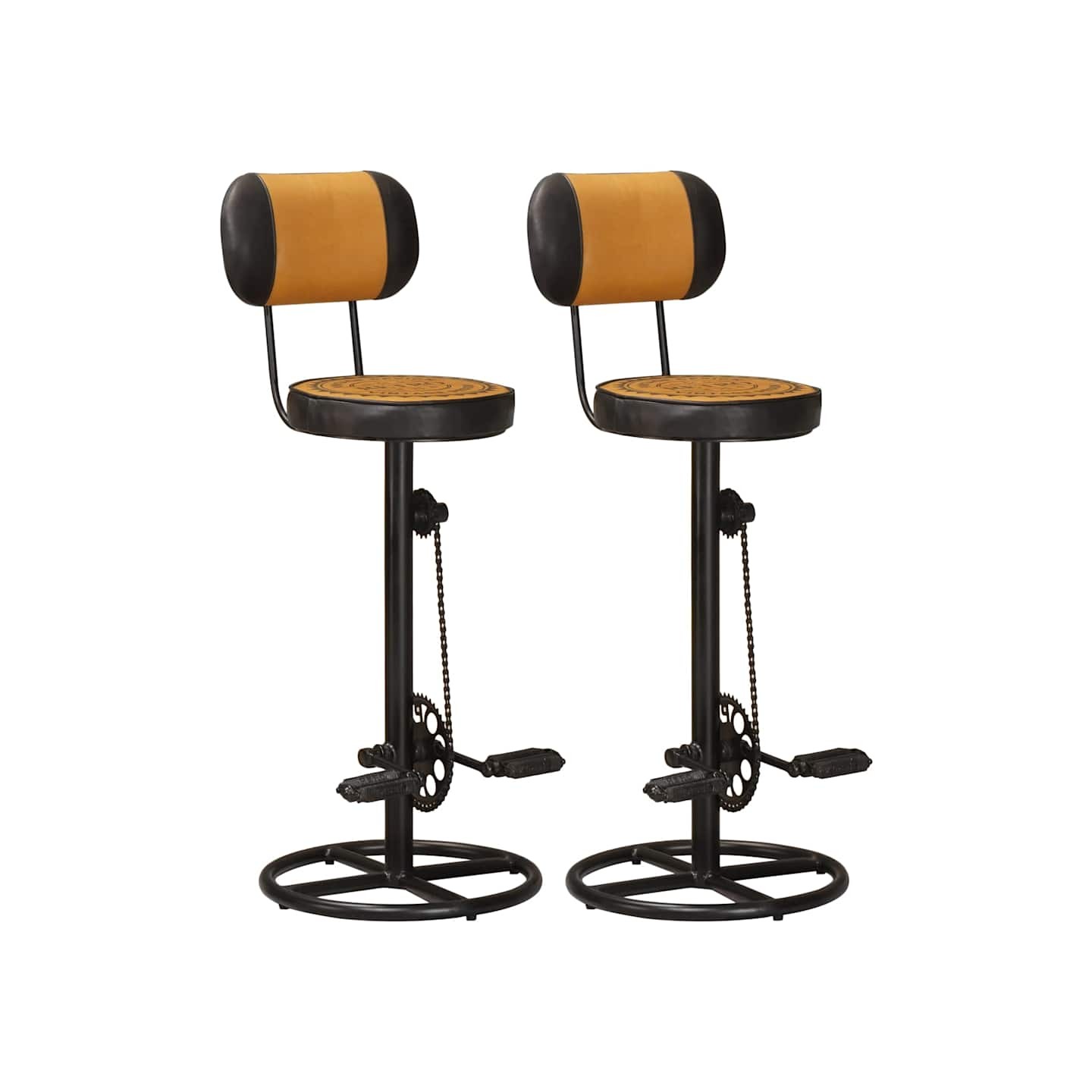 Tabouret de bar imprimé en toile lot de 2 cuir chèvre véritable