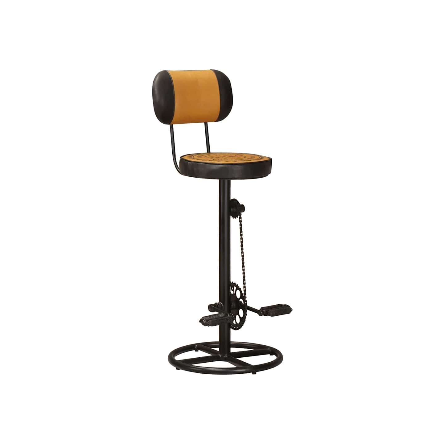 Tabouret de bar imprimé en toile lot de 2 cuir chèvre véritable