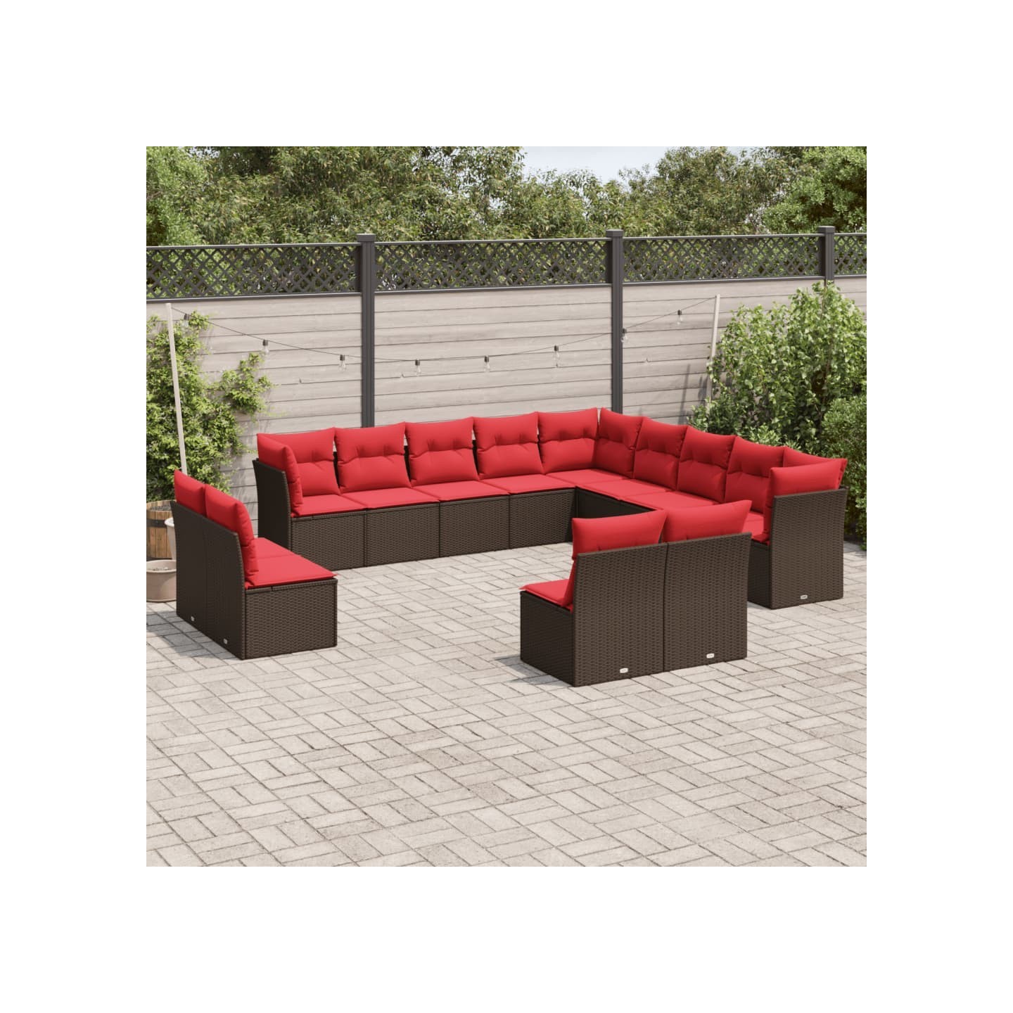 Ensemble de canapé de jardin 13 pcs avec coussins marron