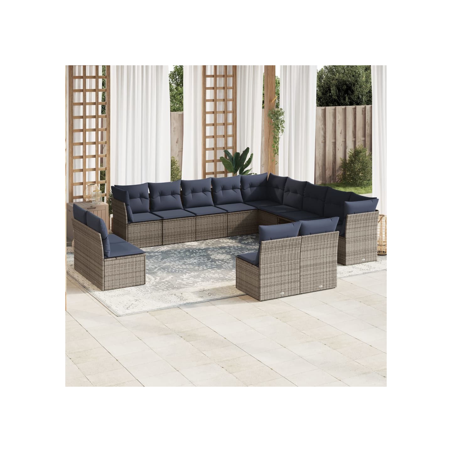Ensemble de canapé de jardin 13 pcs avec coussins gris