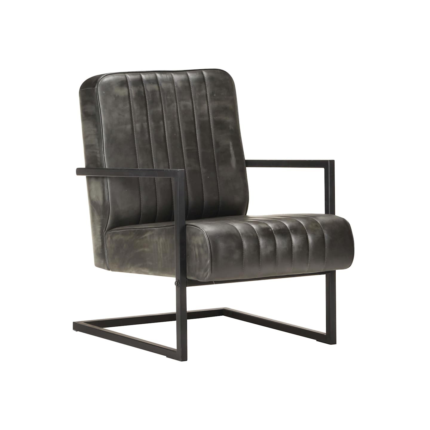 Chaise de canapé cantilever gris délavé cuir véritable