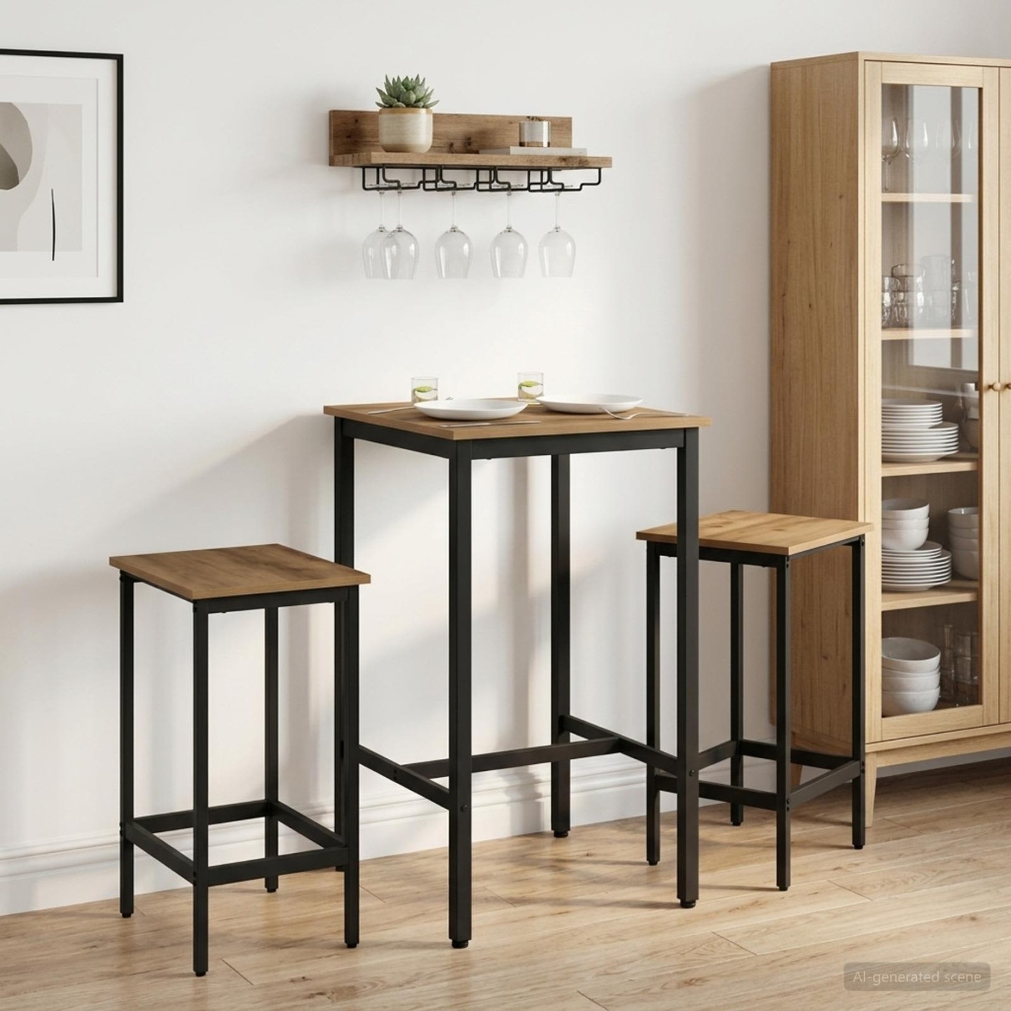 Tabouret de bar 2 pc Chêne artisanal 40 x 32 x 64 cm
