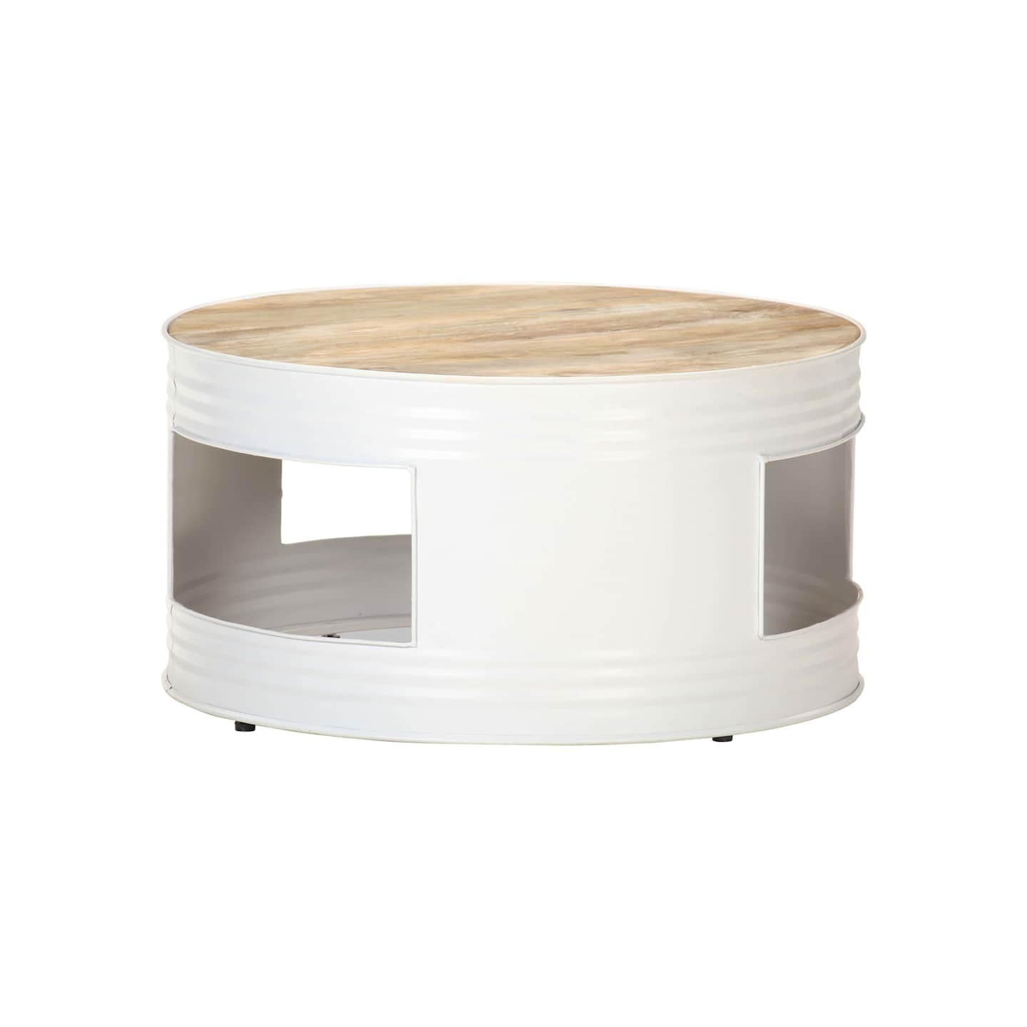 Table basse Blanc 68x68x36 cm Bois de manguier solide