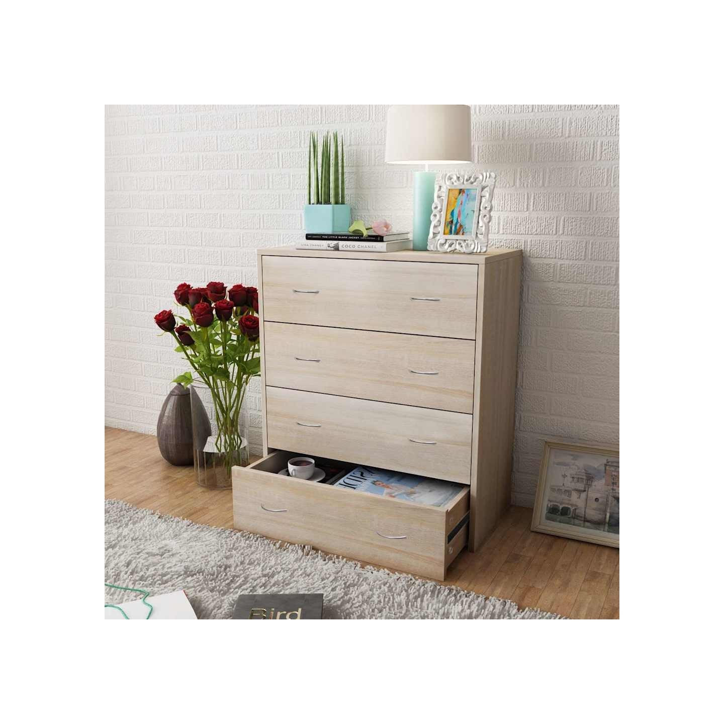 Buffet avec 4 tiroirs 60 x 30,5 x 71 cm Couleur de chêne