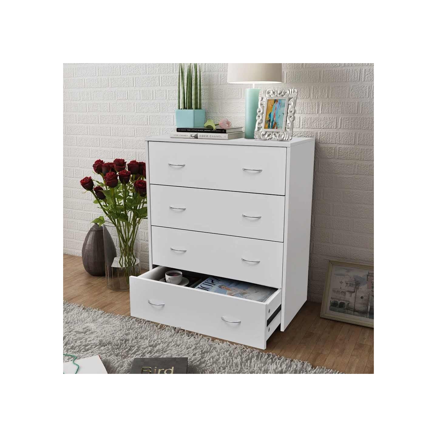 Buffet avec 4 tiroirs 60x30,5x71 cm Blanc