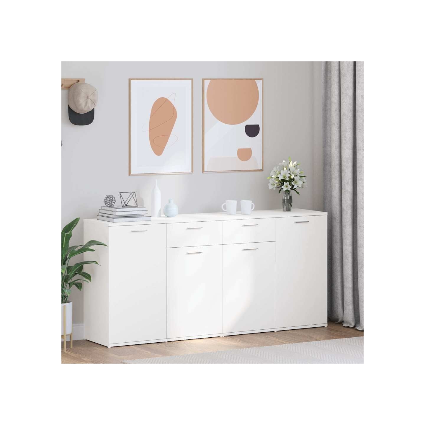 Buffet Blanc 160x36x75 cm Bois d'ingénierie