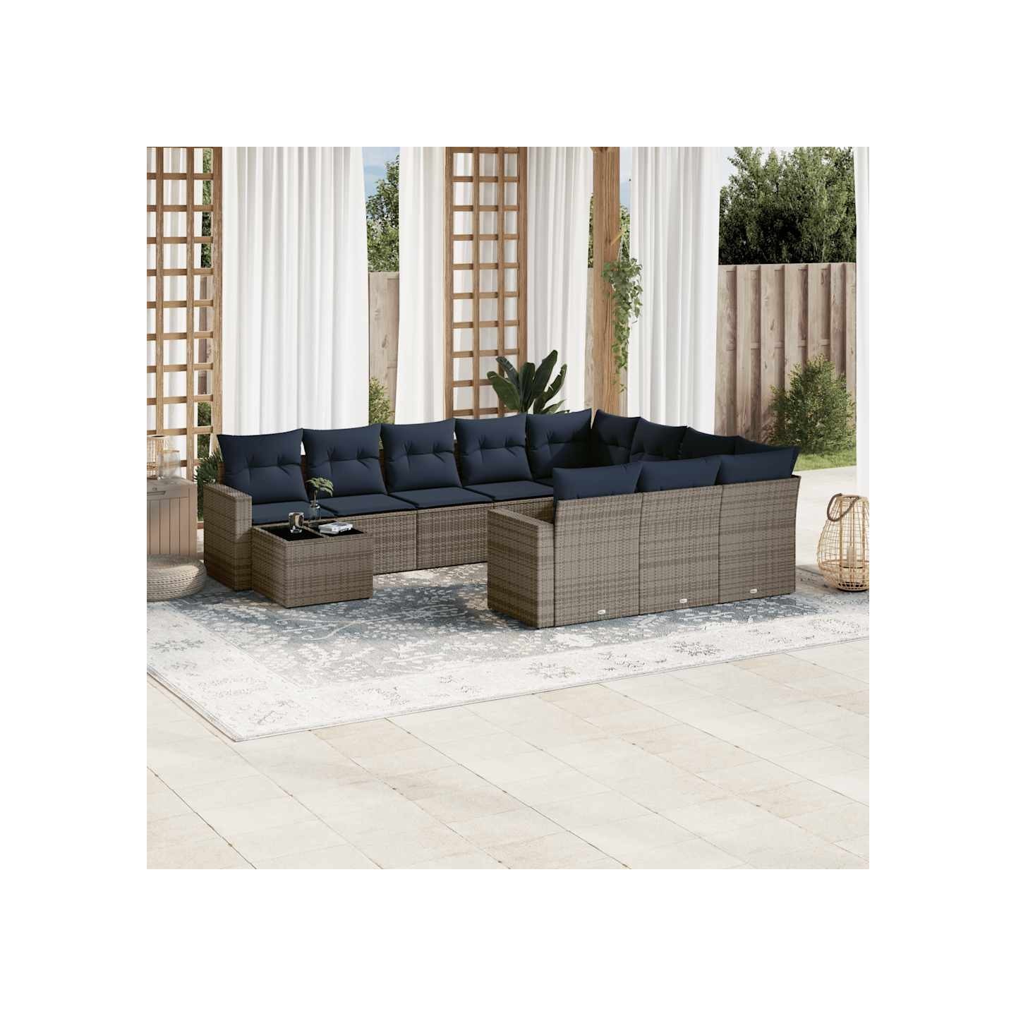 Ensemble de canapé de jardin 11 pcs avec coussins gris