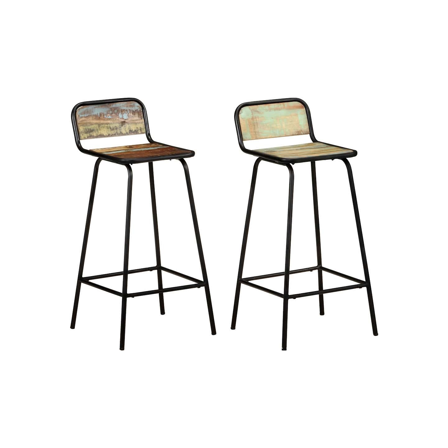 Chaises de bar lot de 2 bois de récupération solide