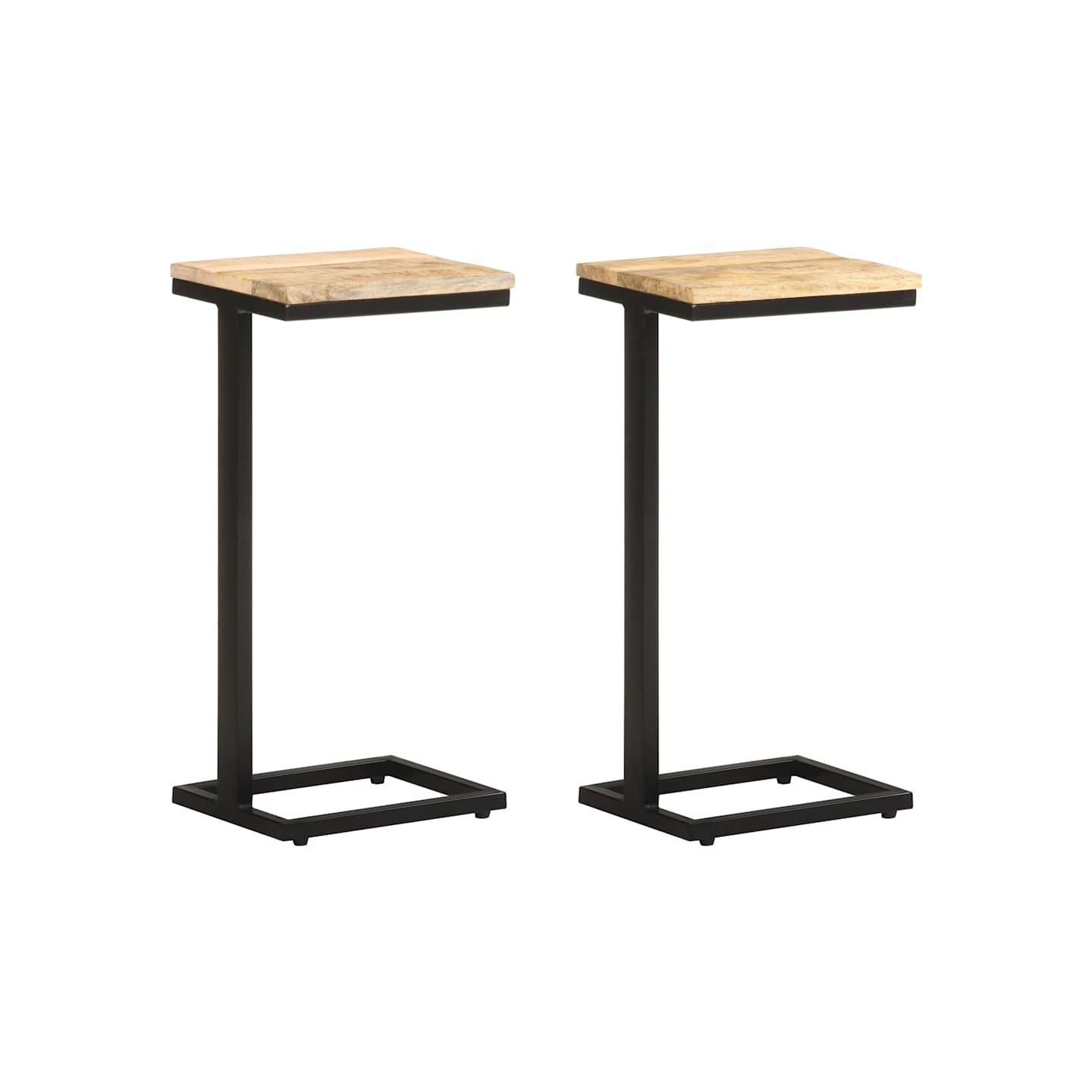 Tables d'appoint 2 pcs 31,5x24,5x64,5 cm Bois de manguier brut