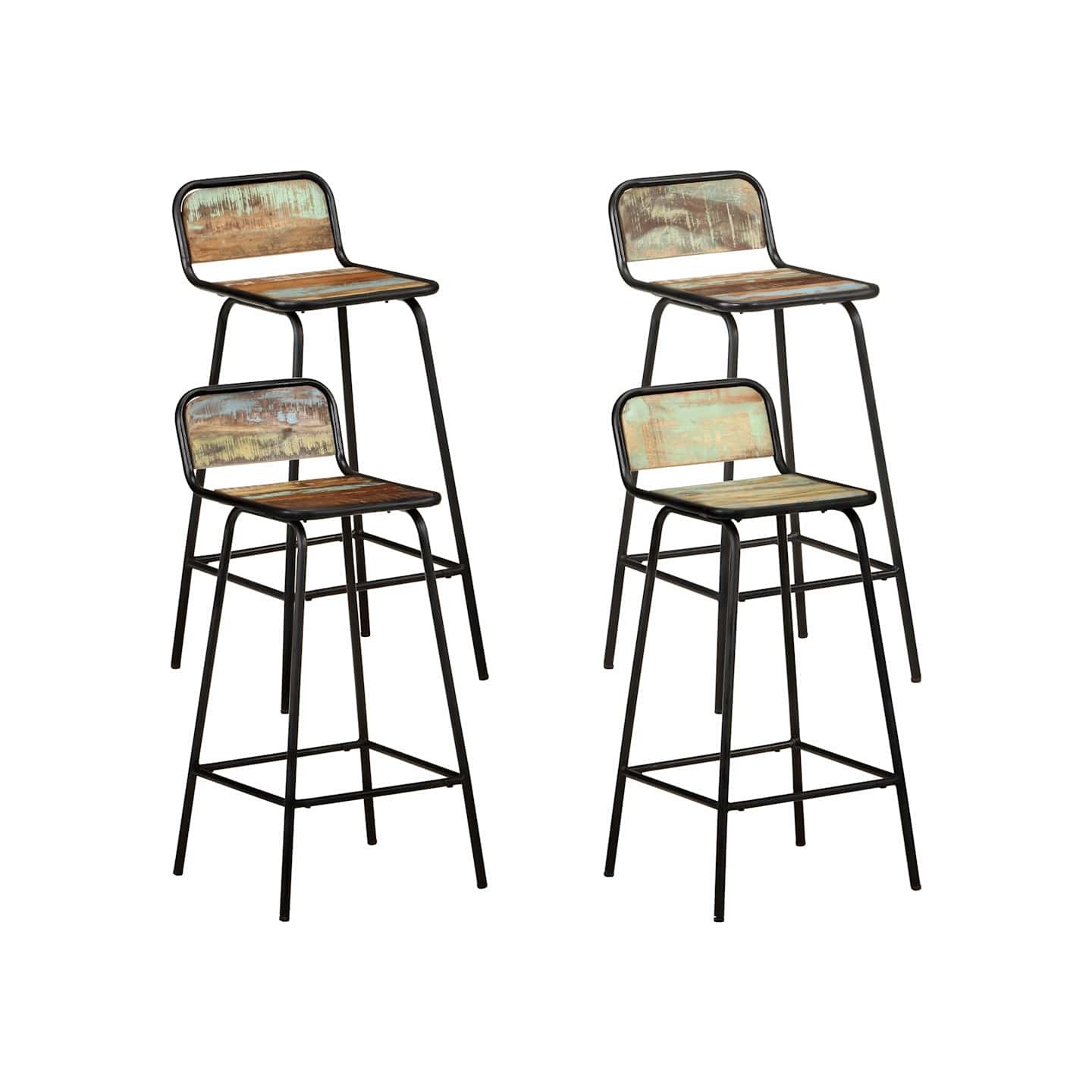 Chaises de bar lot de 4 bois de récupération solide