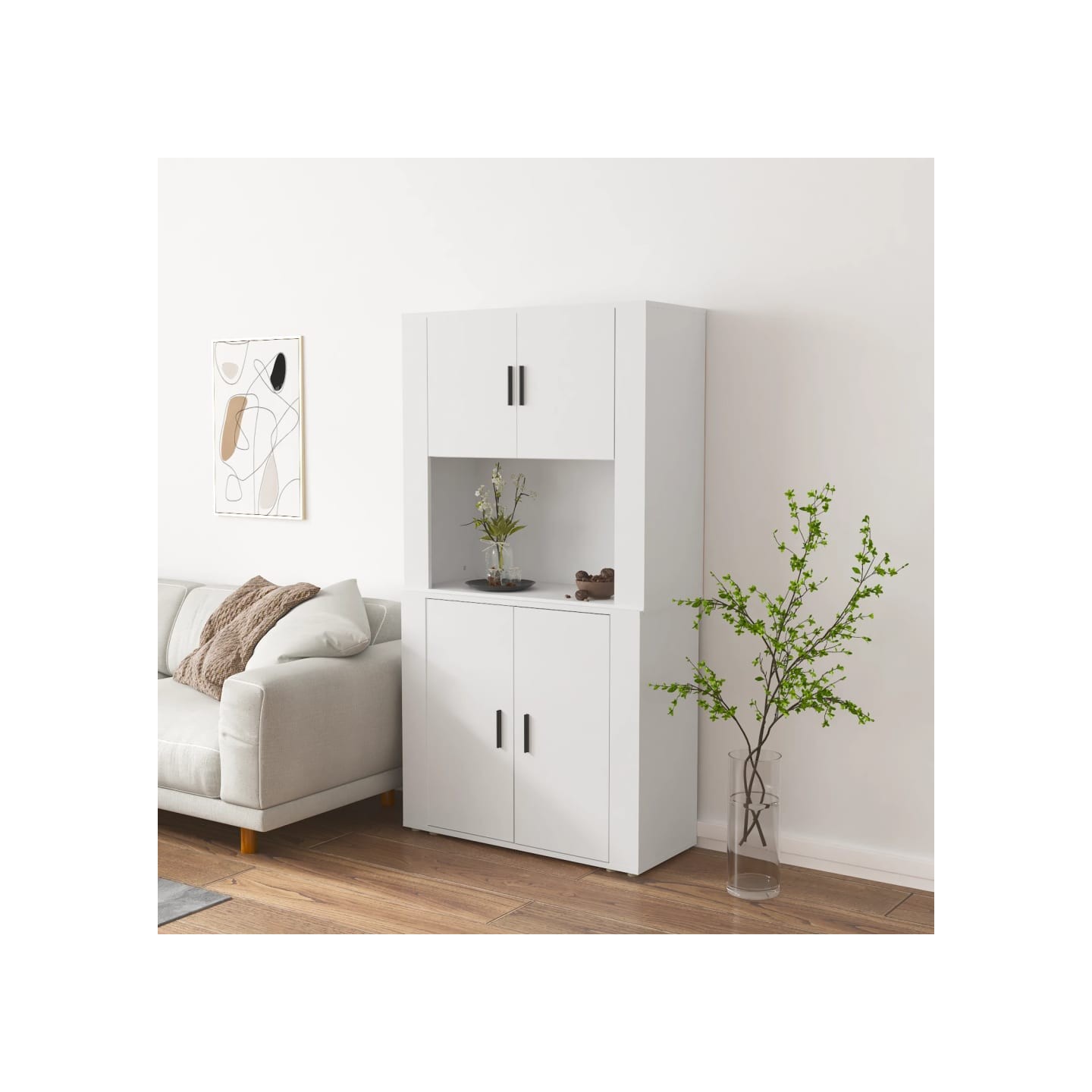 Buffet haut Blanc Bois d'ingénierie